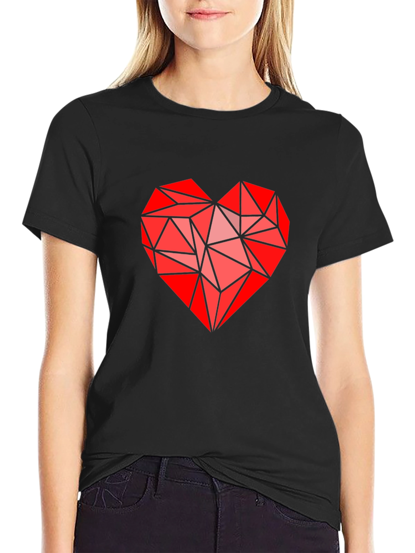 Geometric Heart Graphic Tee - Modern Love Statement Shirt - 2