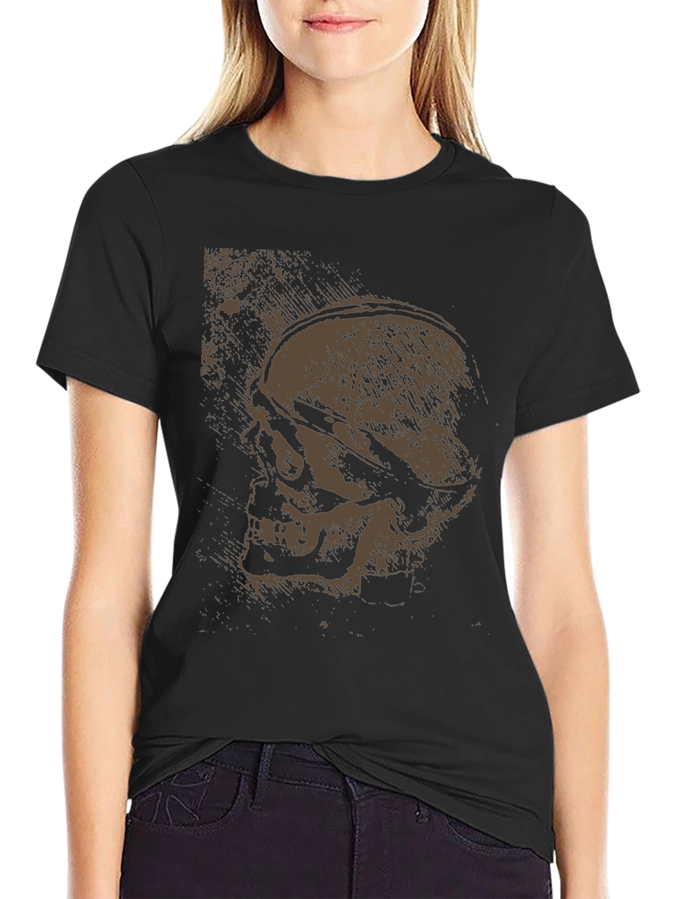 Black Skull Graphic Tee - Dark Cotton T-Shirt view 2