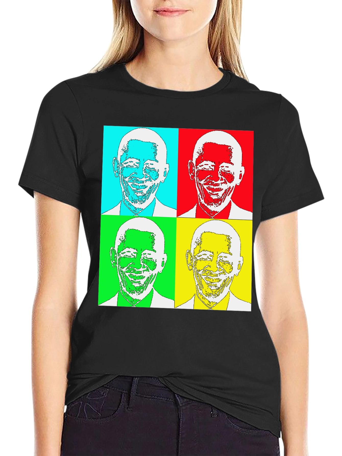 Black Pop Art Obama T-Shirt - Graphic Tee view 2