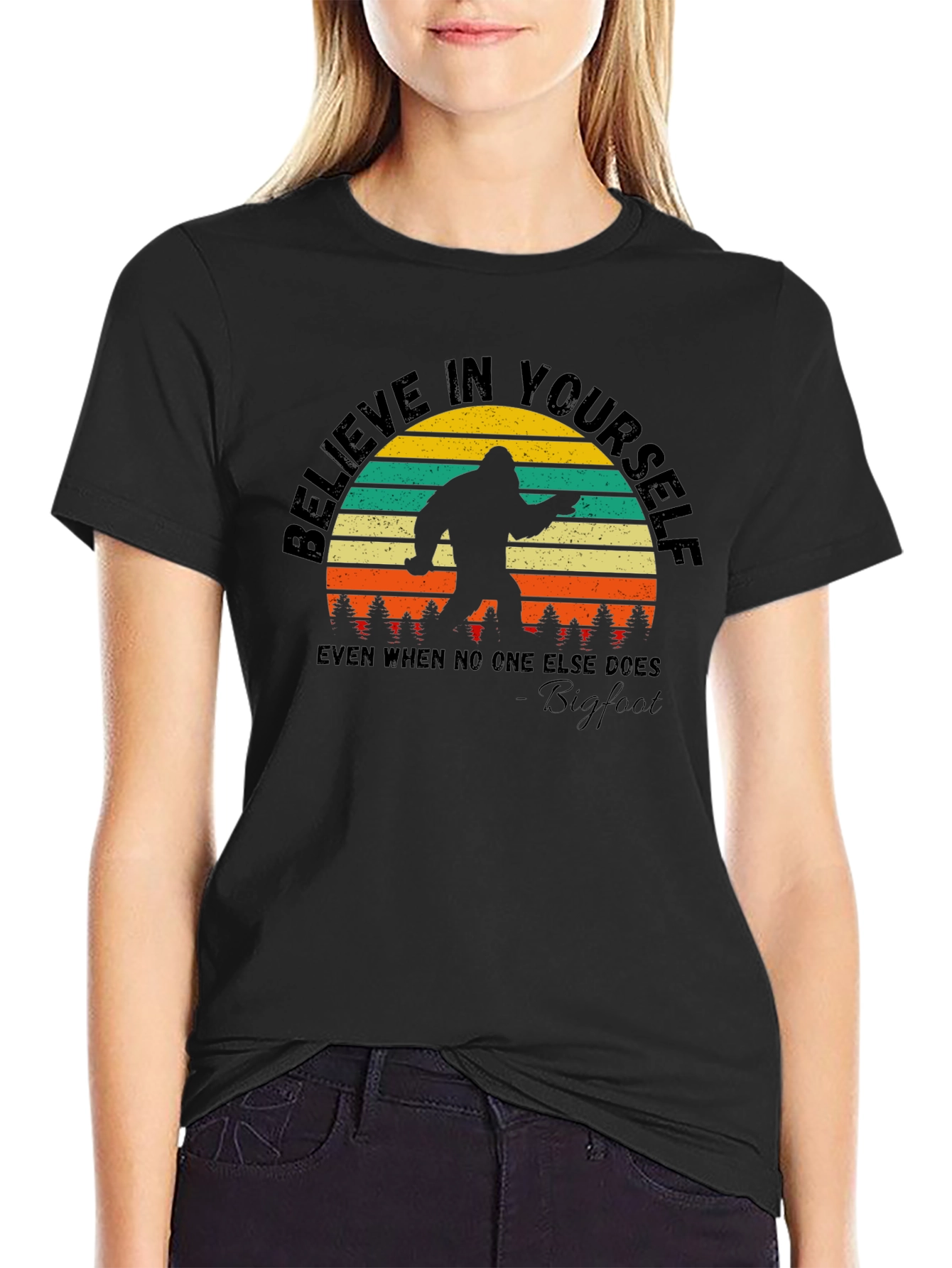 Black Believe in Yourself Bigfoot T-Shirt view 2