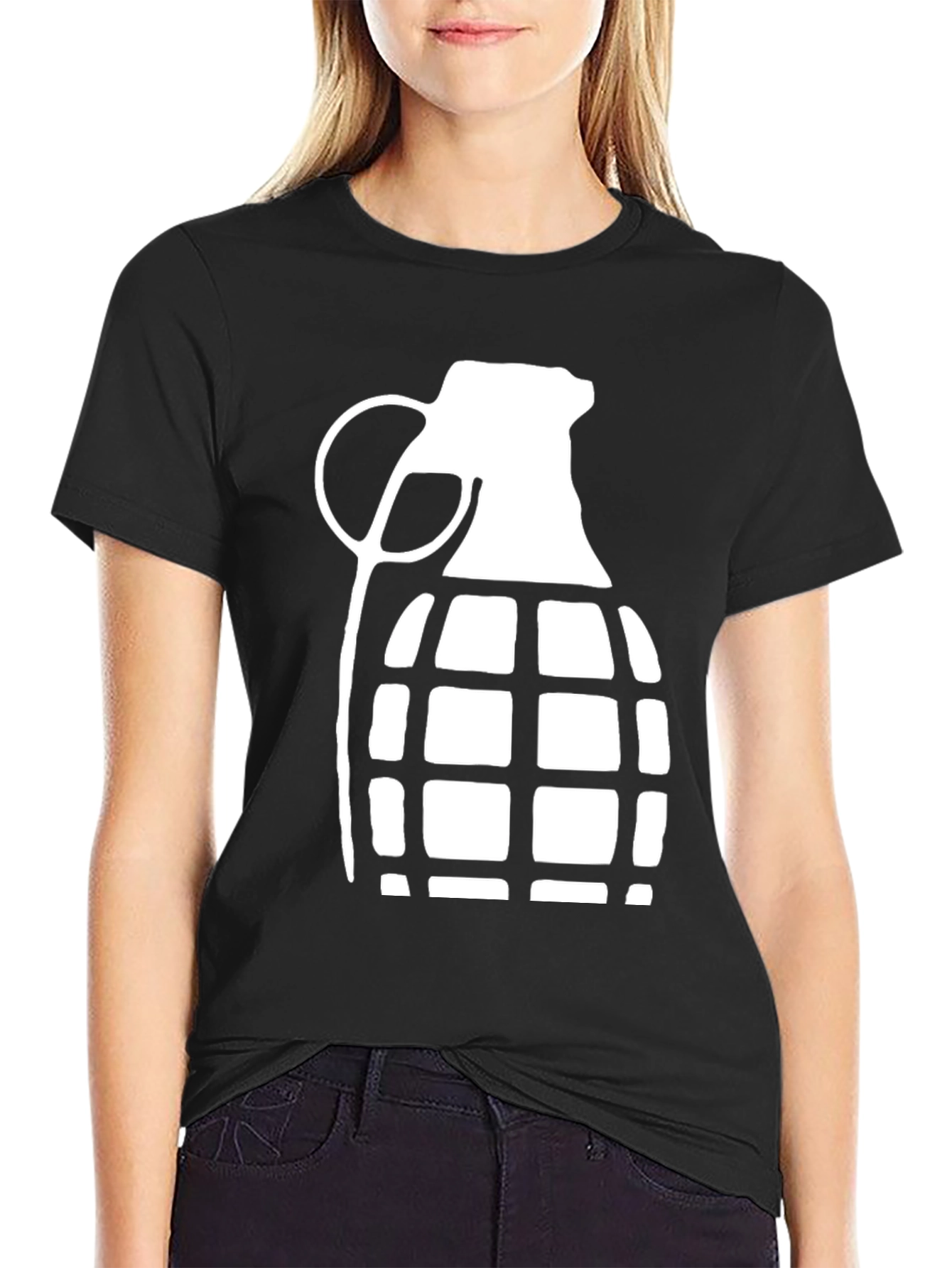 Black Grenade Graphic T-Shirt - Cool Casual Tee view 2