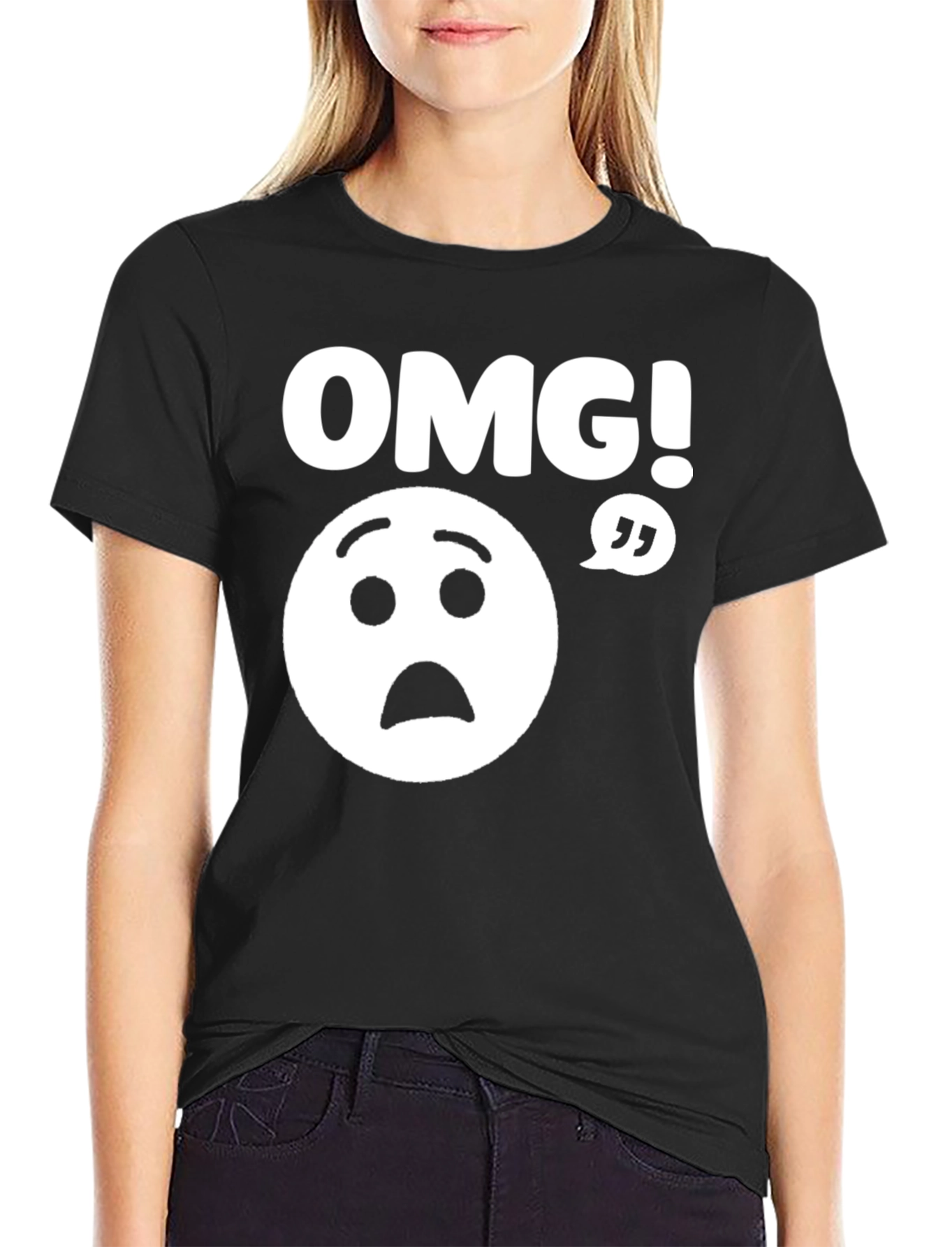 Black OMG! Graphic T-Shirt - Funny Unisex Tee view 2