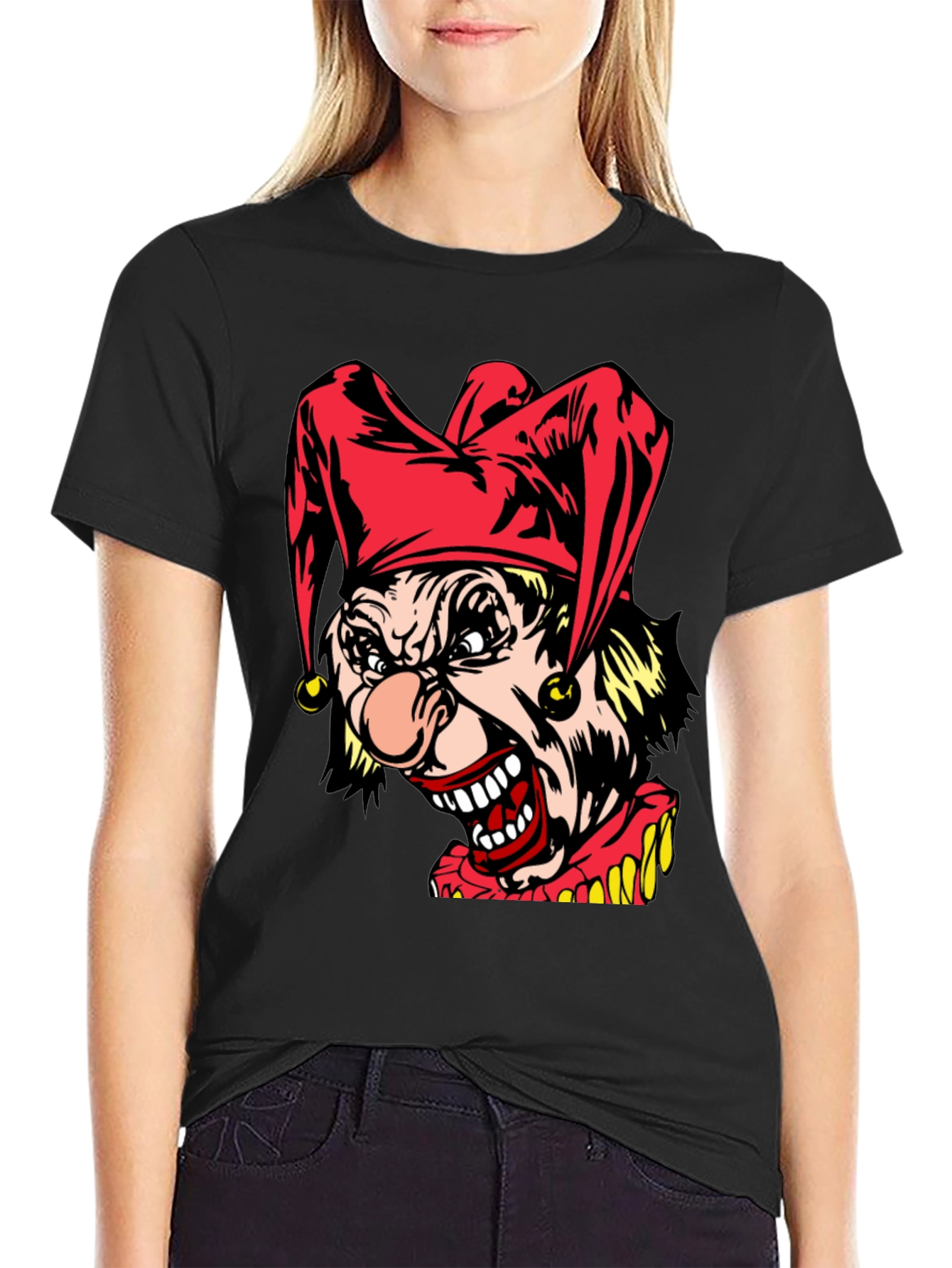 Black Creepy Clown T-Shirt - Horror Jester Graphic Tee view 2