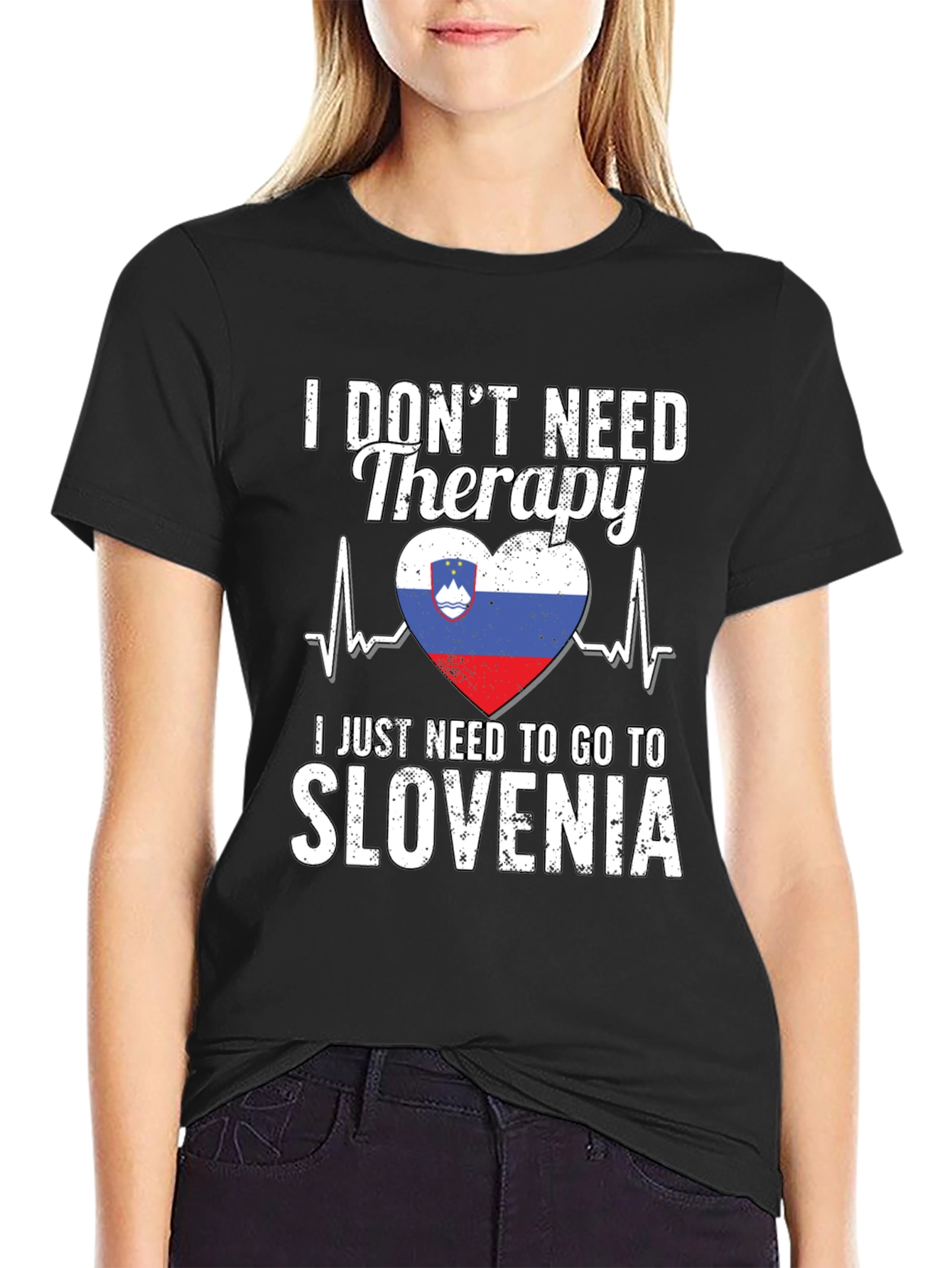 Black Slovenia Therapy T-Shirt view 2