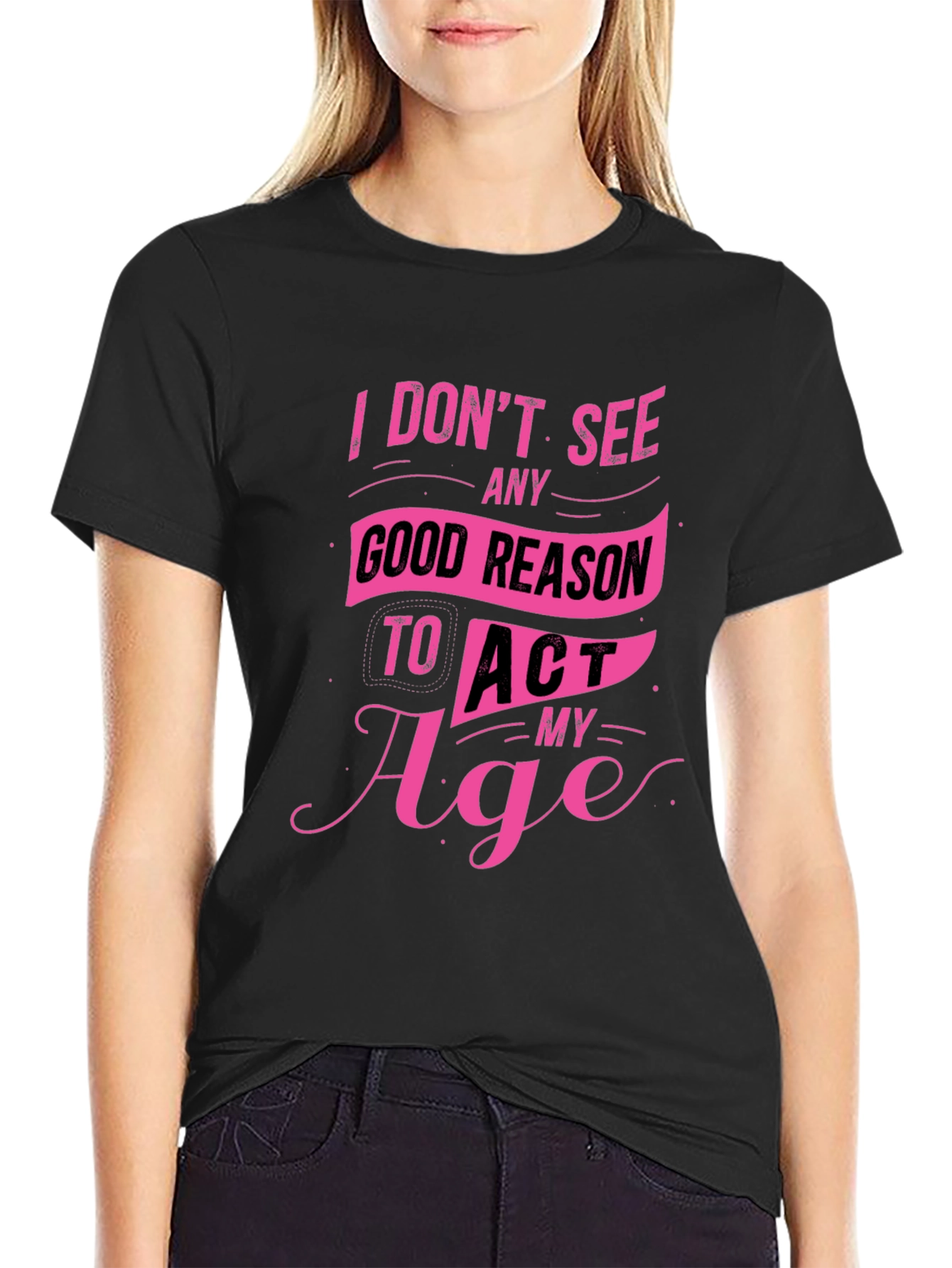 Black Funny Pink Graphic Tee - I Don't See Any Good Reason view 2