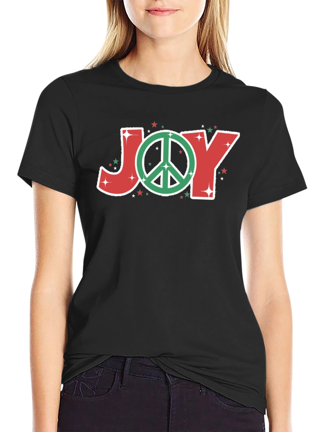 Black Peaceful Joy T-Shirt - Holiday Cheer view 2