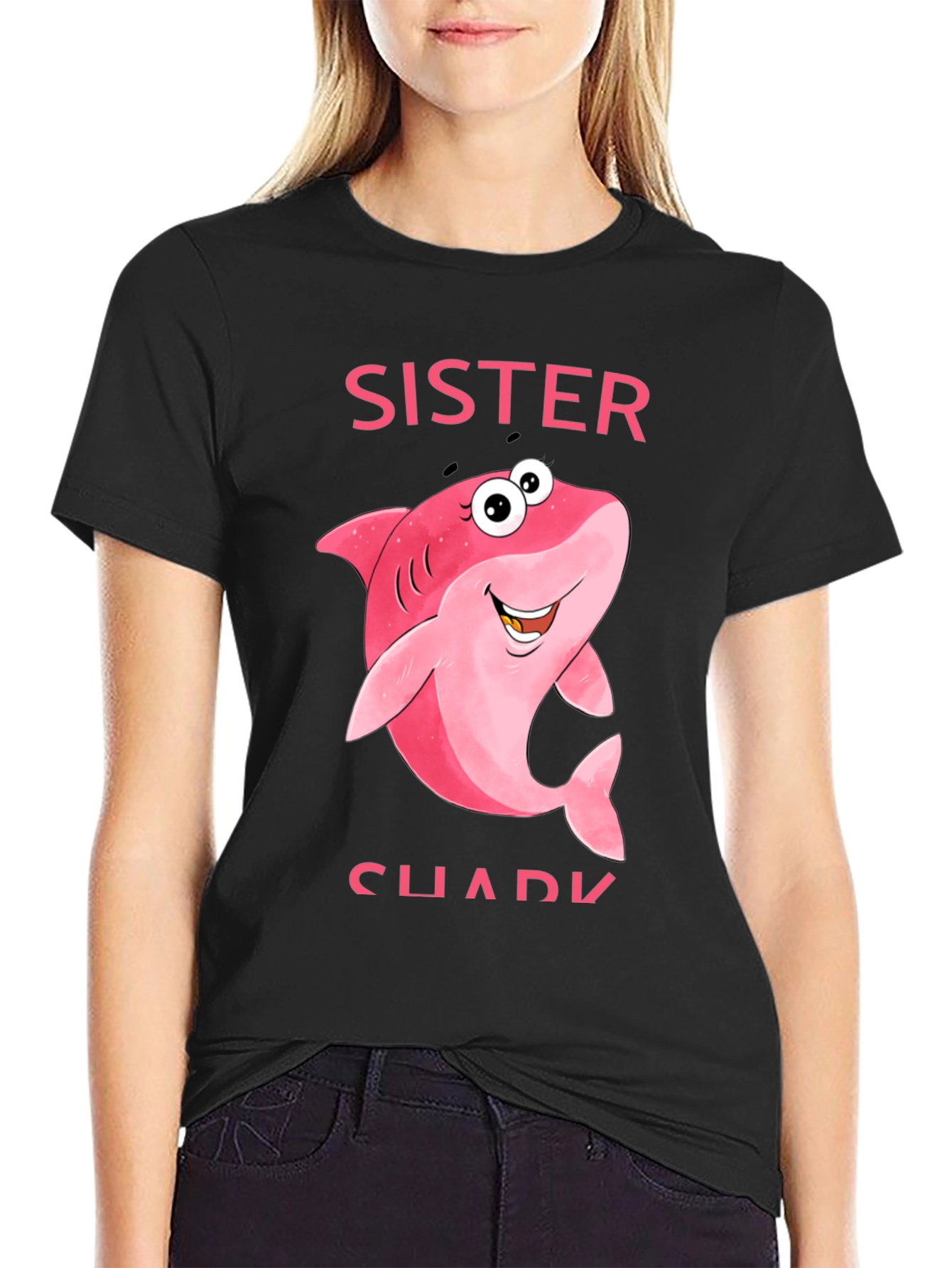 Sister Shark T-Shirt - Cute Cartoon Shark Tee - 2