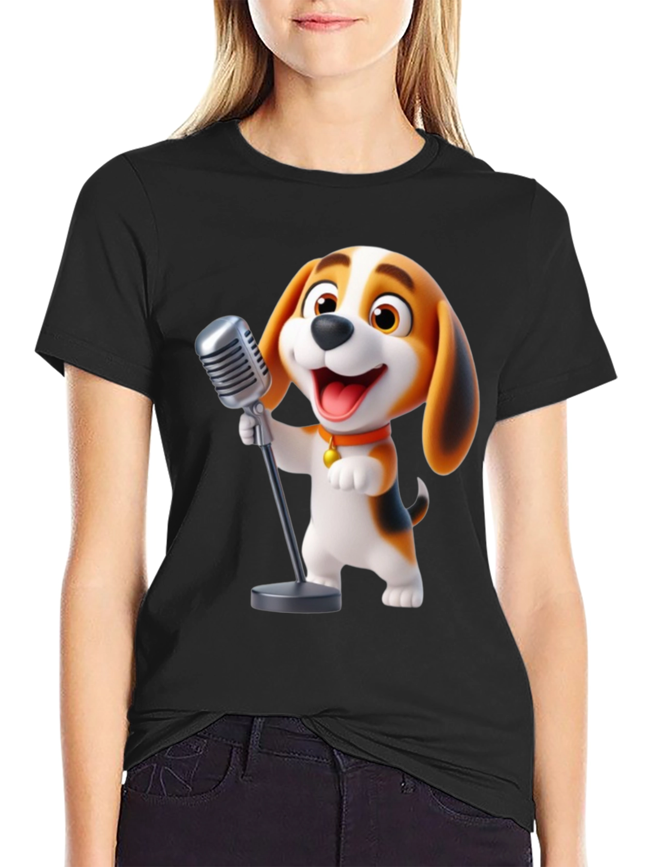 Black Dog Singing T-Shirt view 2