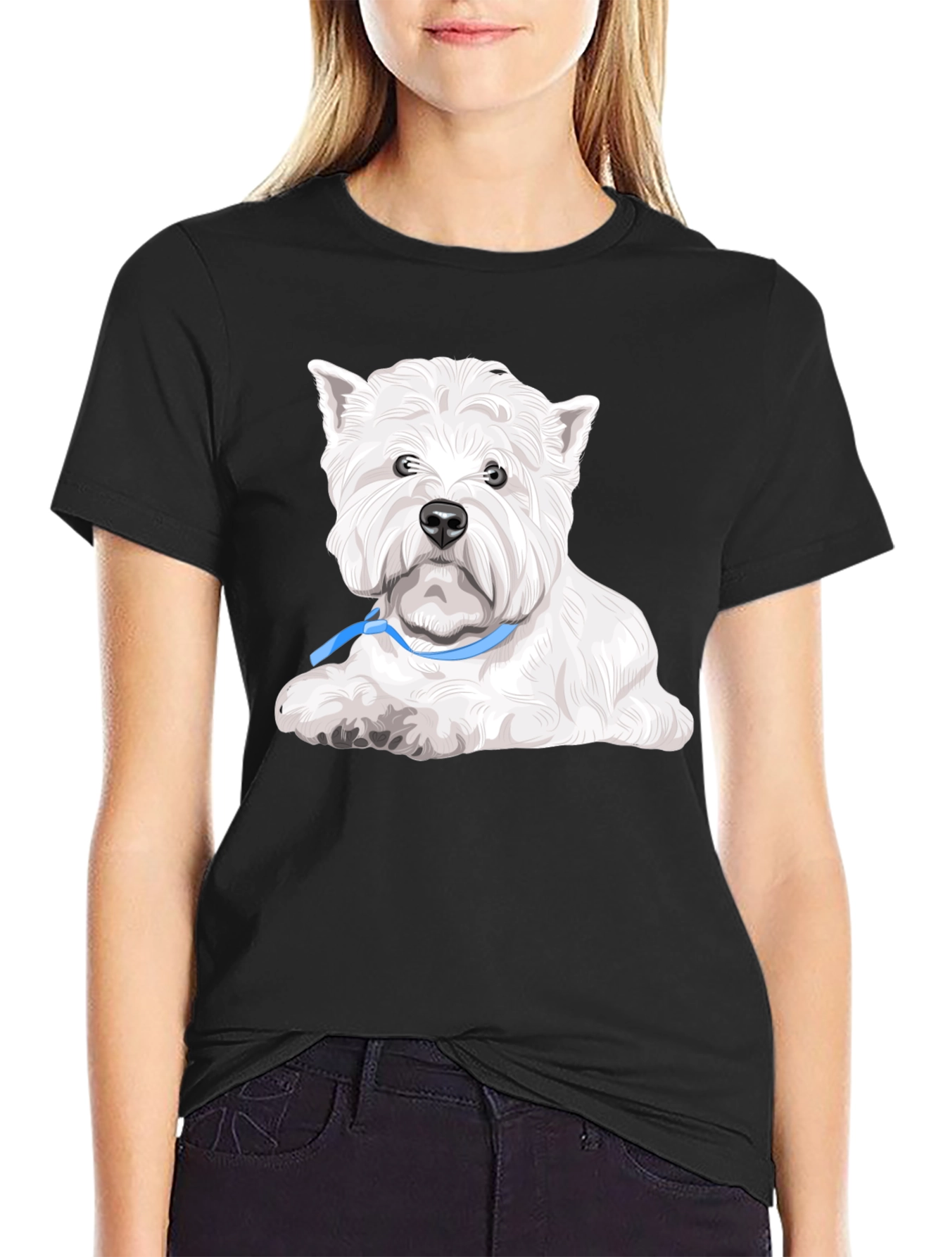 Westie Dog Graphic T-Shirt - Black - 2