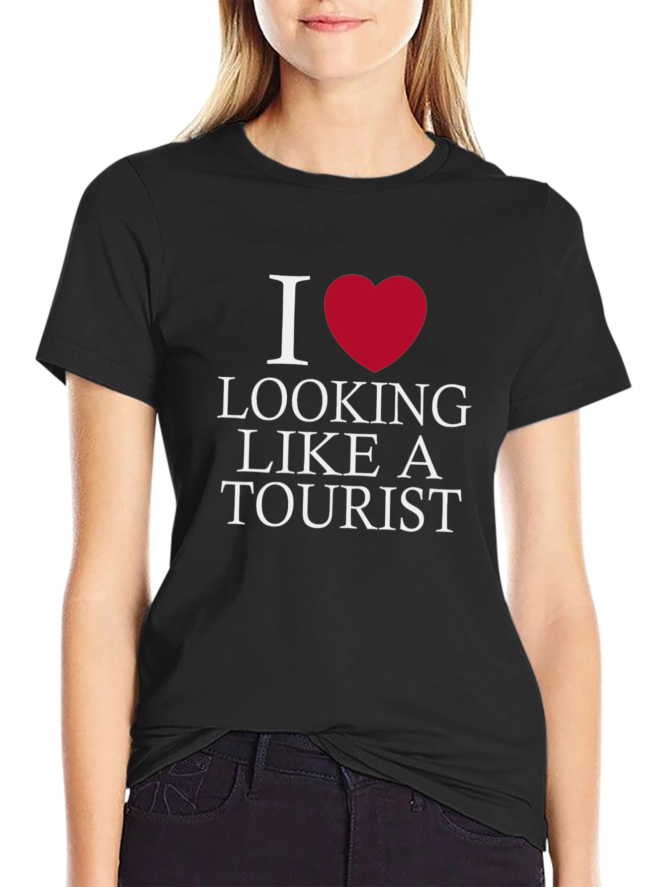 Black I Love Looking Like A Tourist T-Shirt view 2