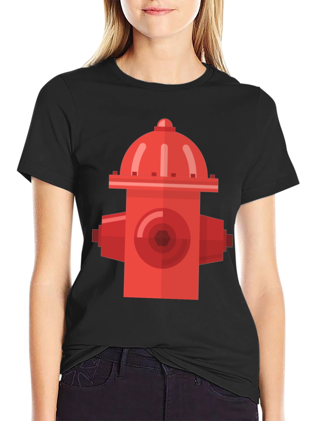 Black Retro Fire Hydrant Black T-Shirt - Urban Style view 2