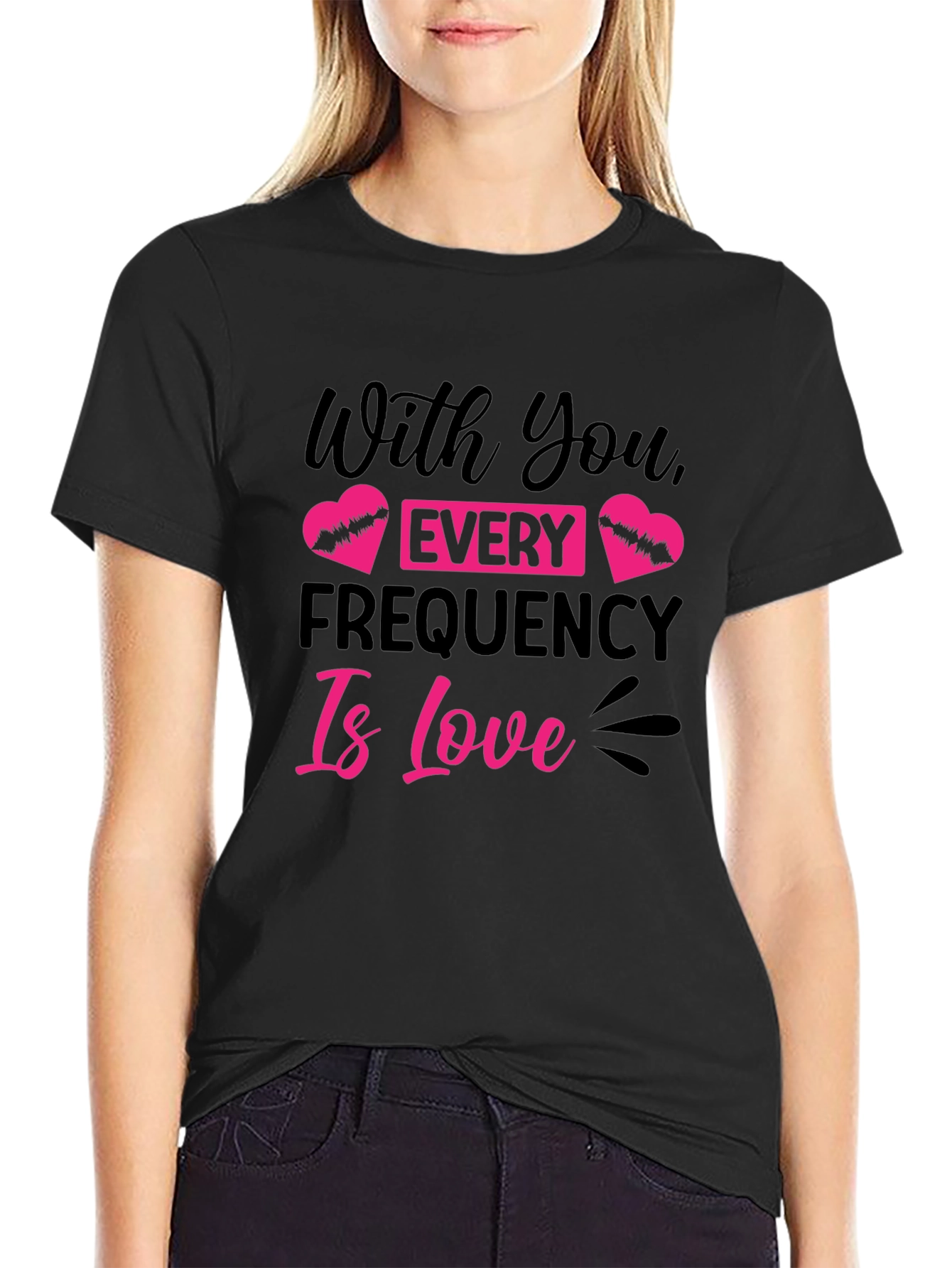 Black Every Frequency Is Love Graphic Tee view 2