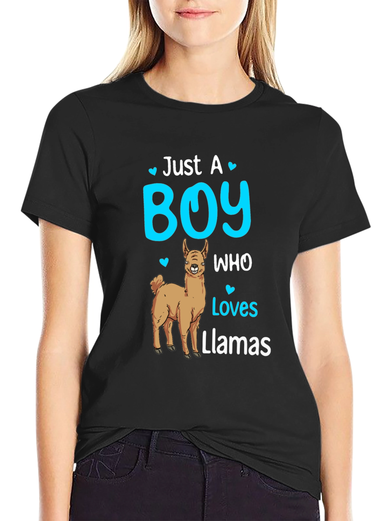 Black Boy Who Loves Llamas T-Shirt - Cute Animal Lover Tee view 2