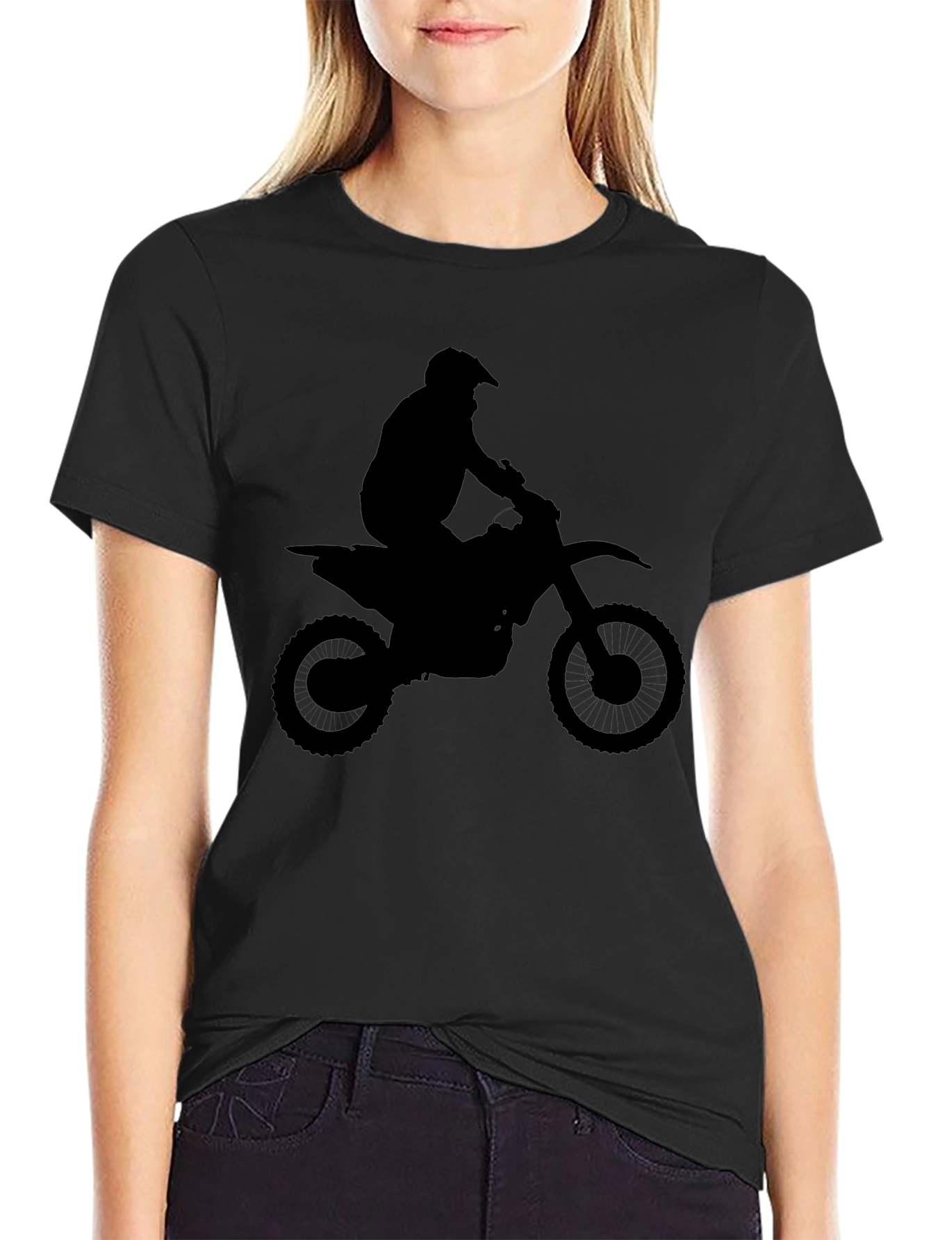 Black Motocross Silhouette Black T-Shirt view 2
