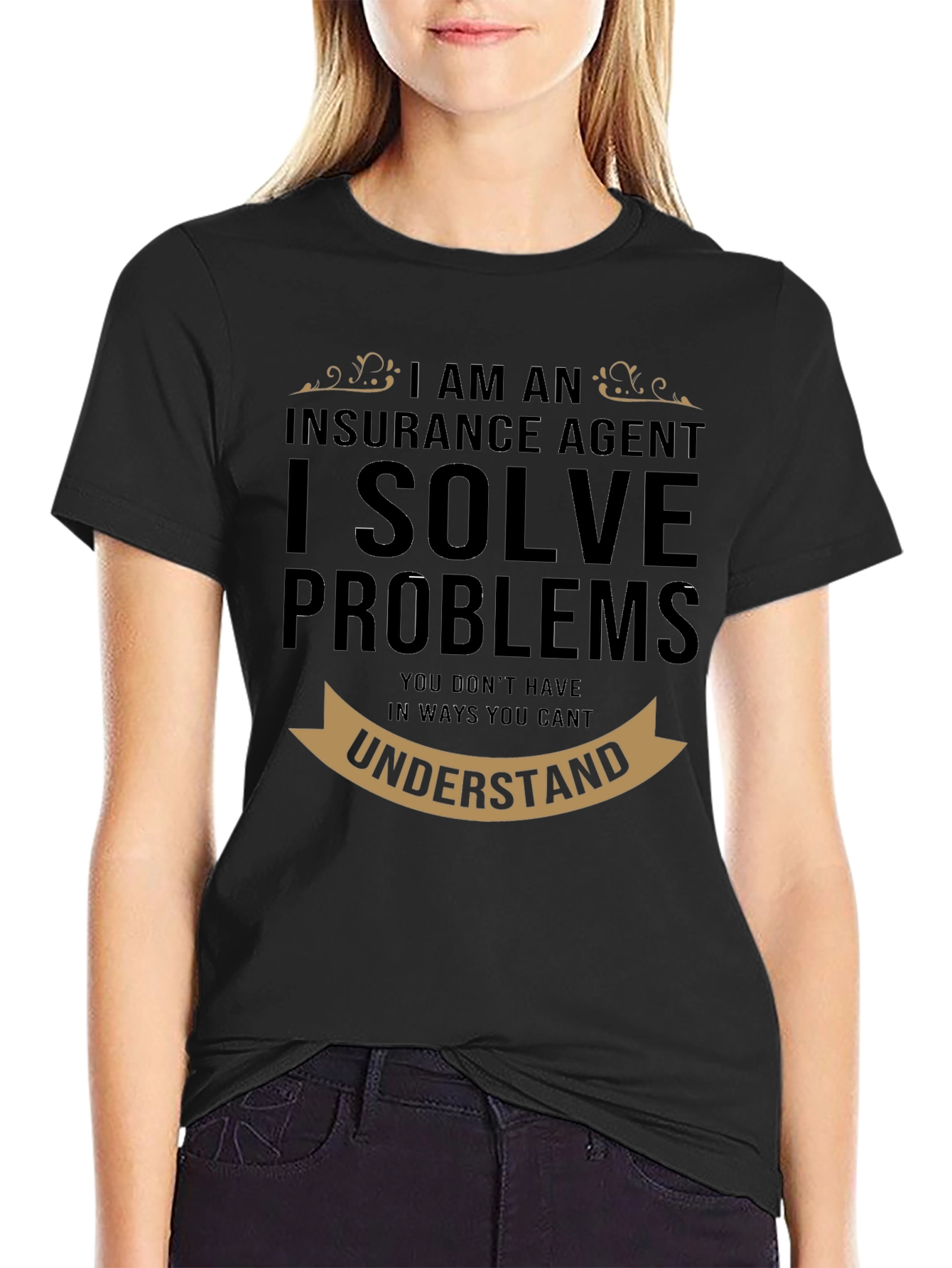 Black Insurance Agent - I Solve Problems T-Shirt view 2