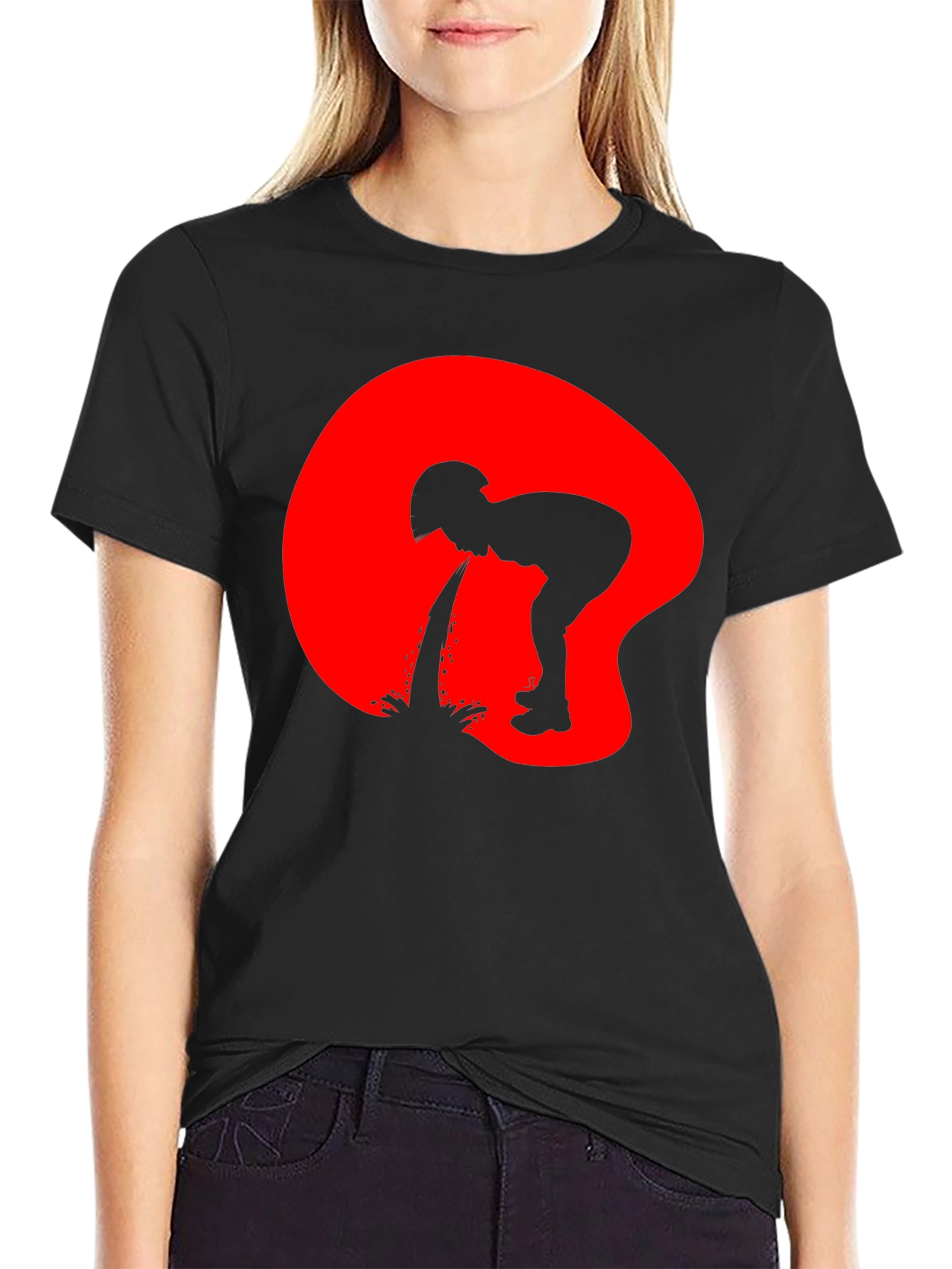 Black Puking Silhouette Graphic Tee - Black view 2