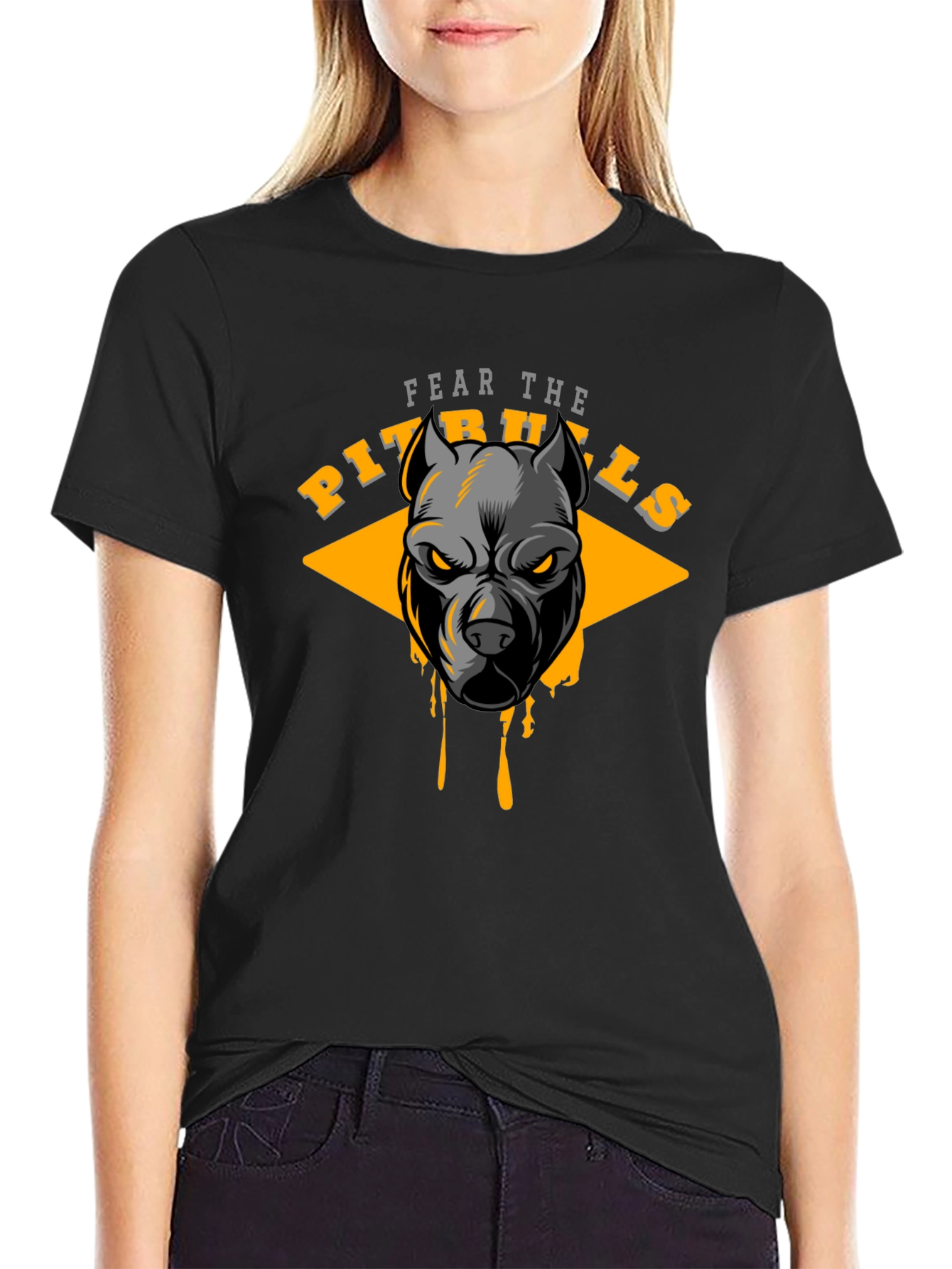 Black Fear the Pitbulls Graphic Tee view 2