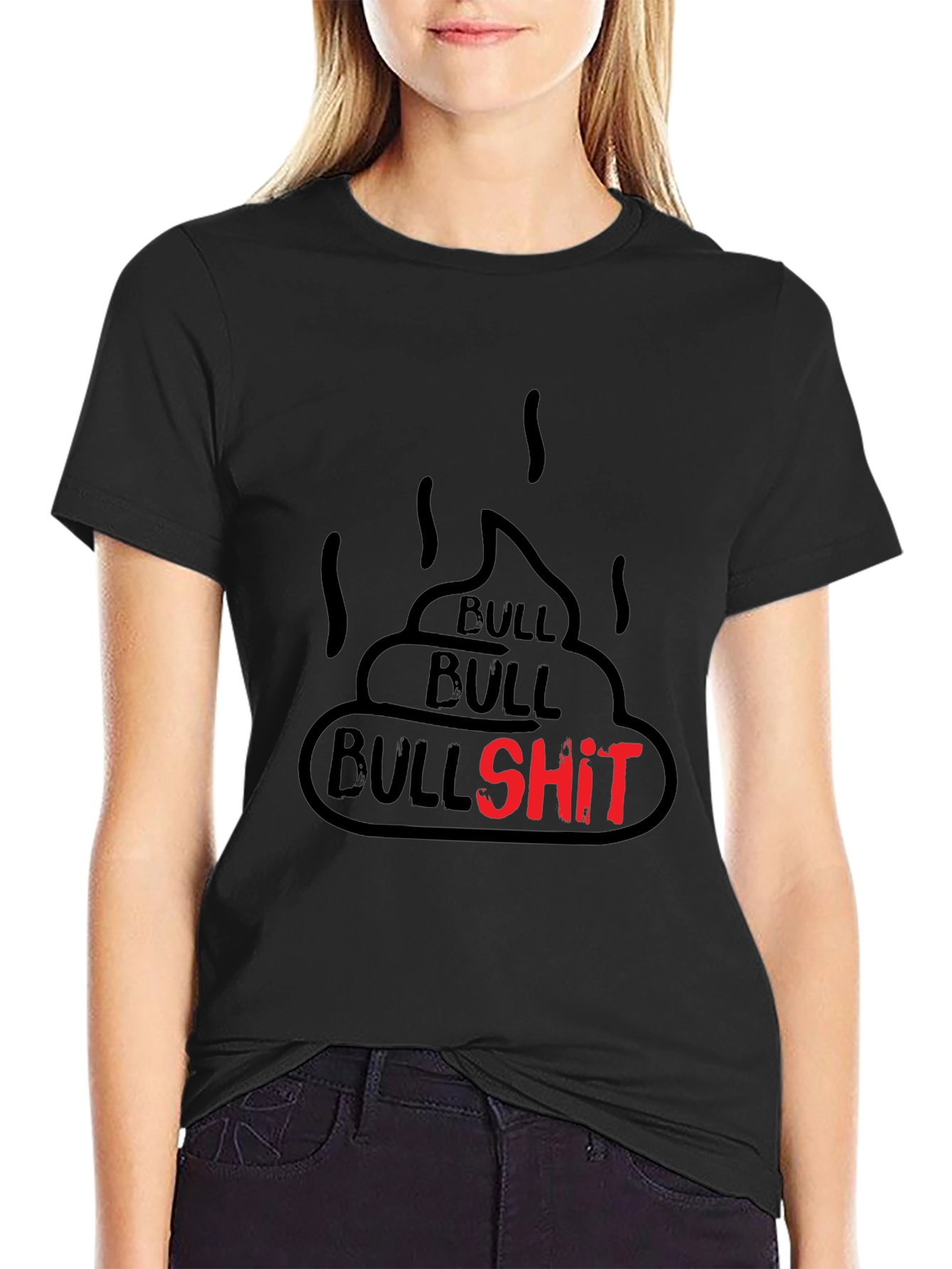 Black Bullshit Graphic Tee - Funny Humor Novelty T-Shirt view 2