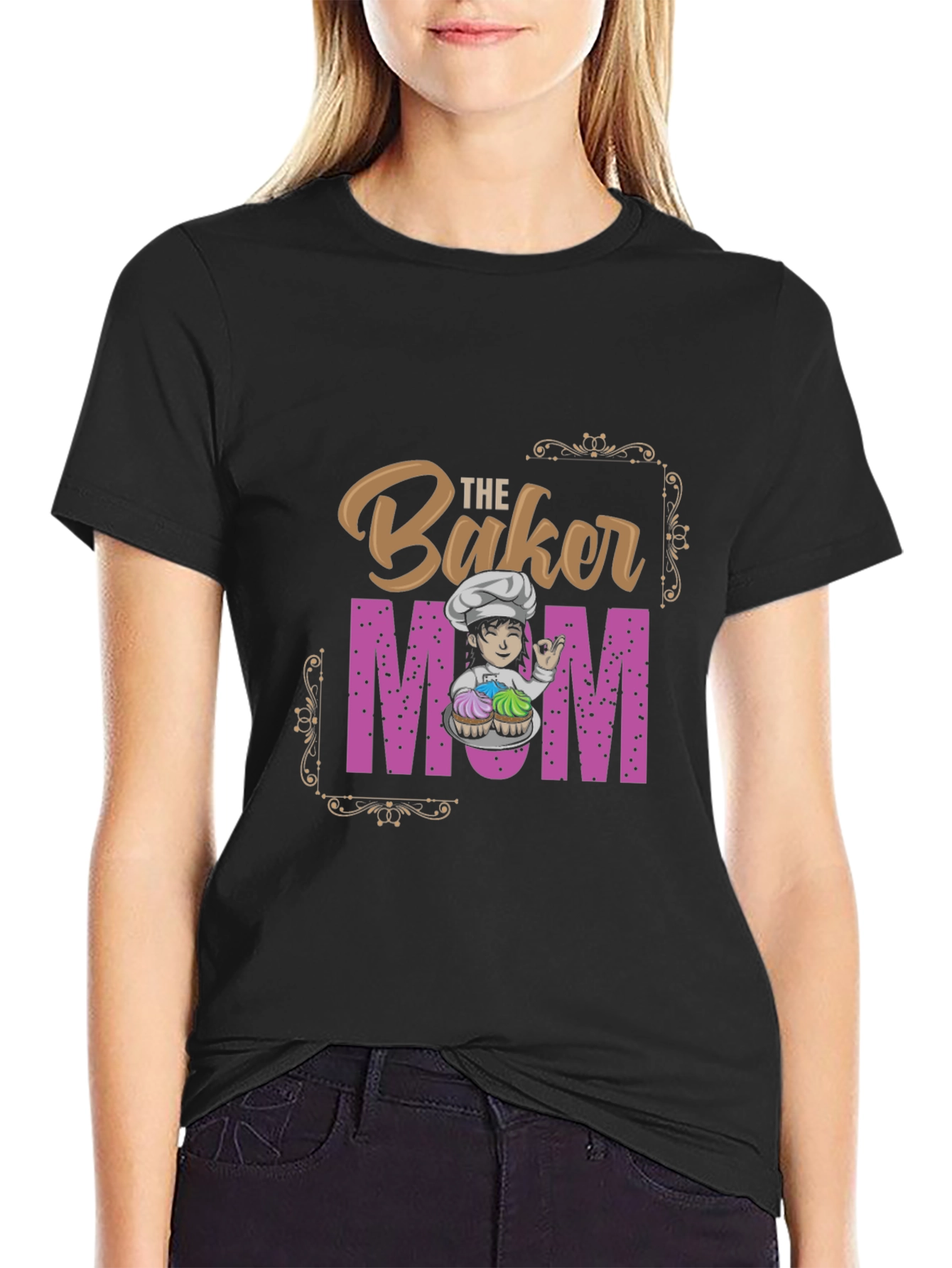 Black Baker Mom T-Shirt - Baking Love view 2