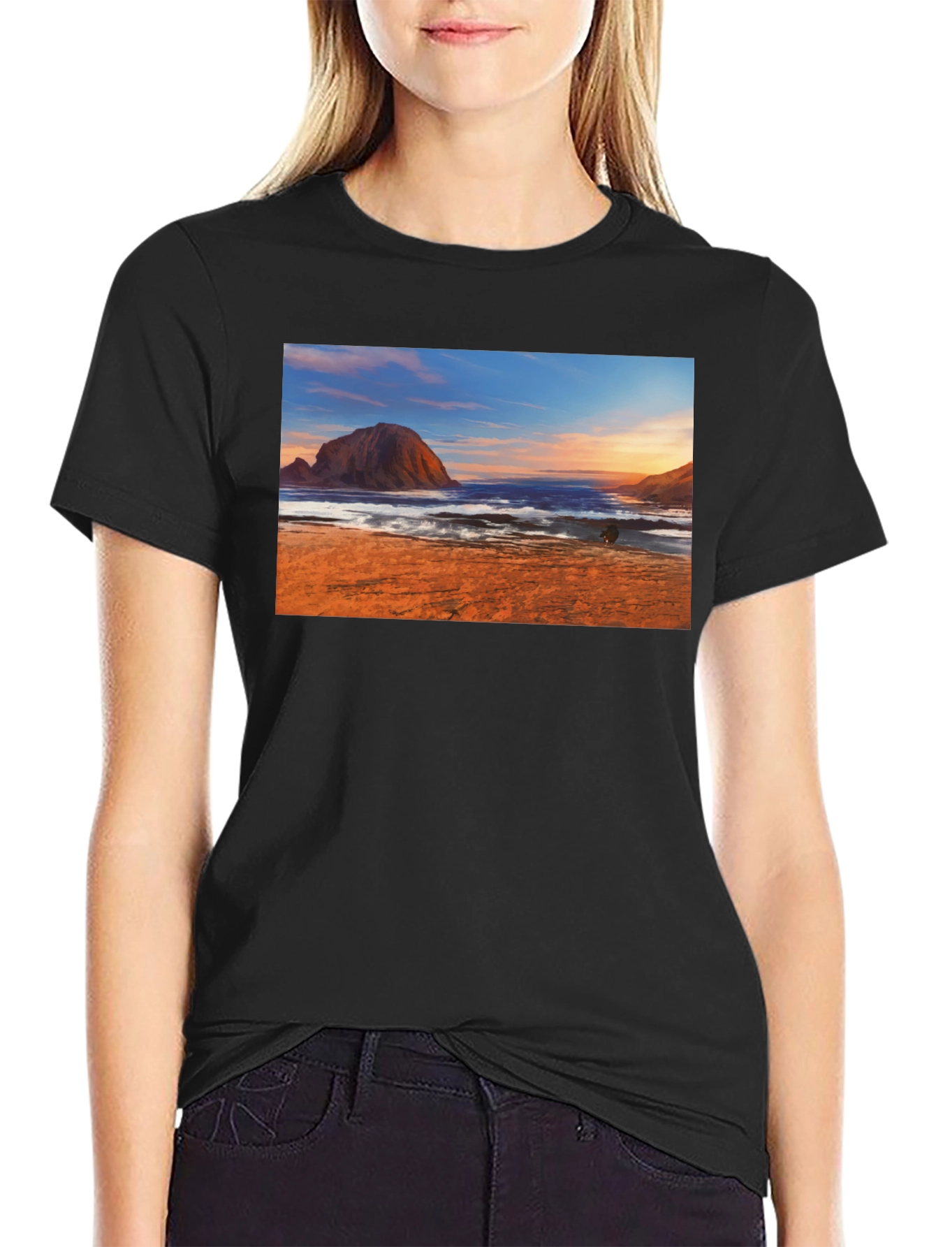 Black Beachscape Graphic Tee - Black Short Sleeve view 2