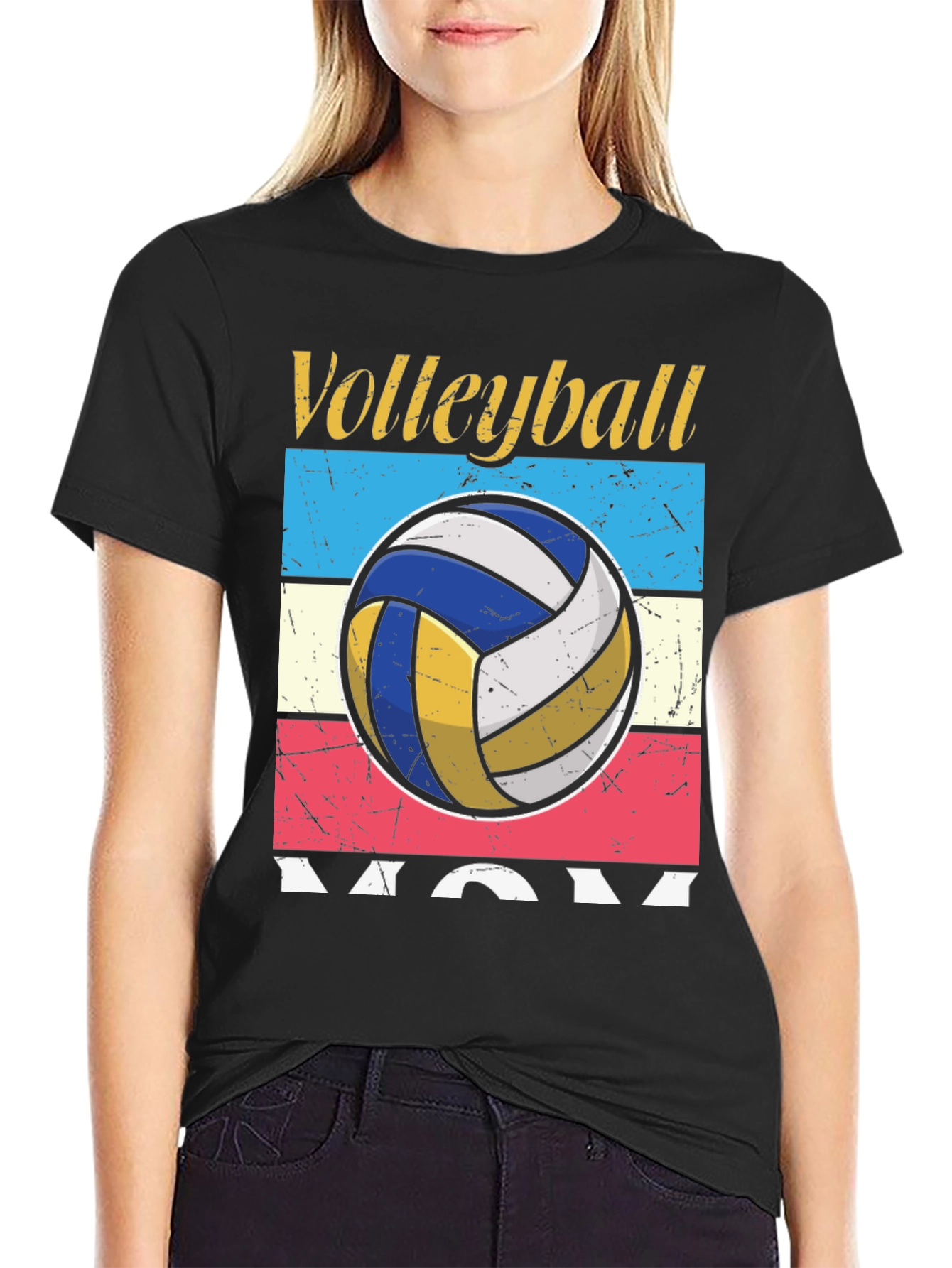 Black Volleyball Mom Graphic Tee view 2