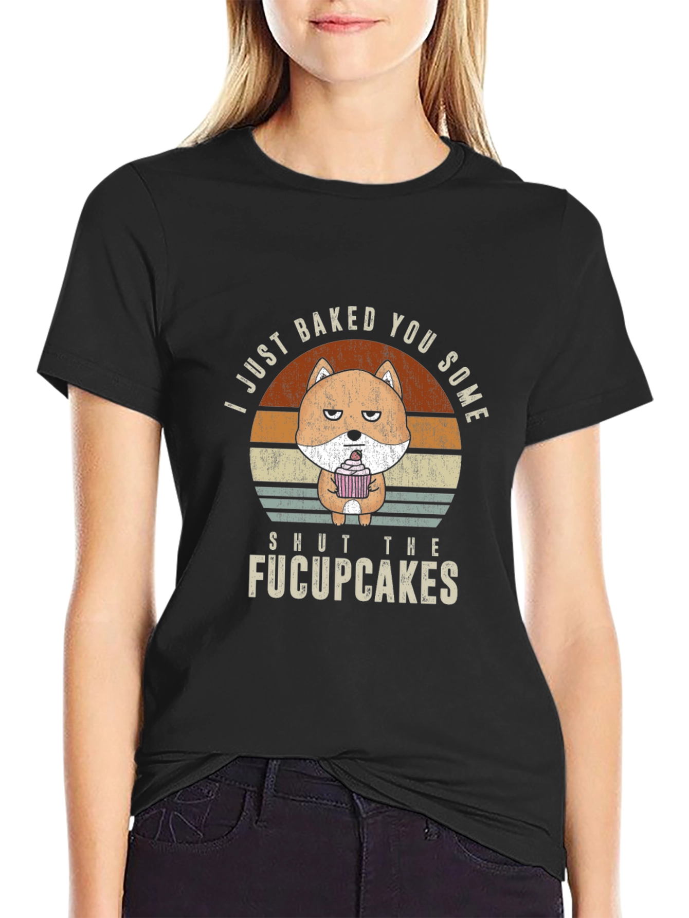 Black Funny "Fucupcakes" Graphic T-Shirt view 2