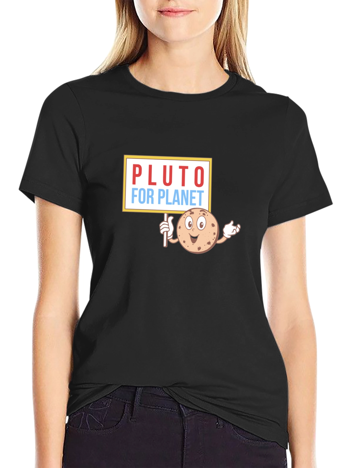 Black Pluto for Planet Graphic T-Shirt view 2