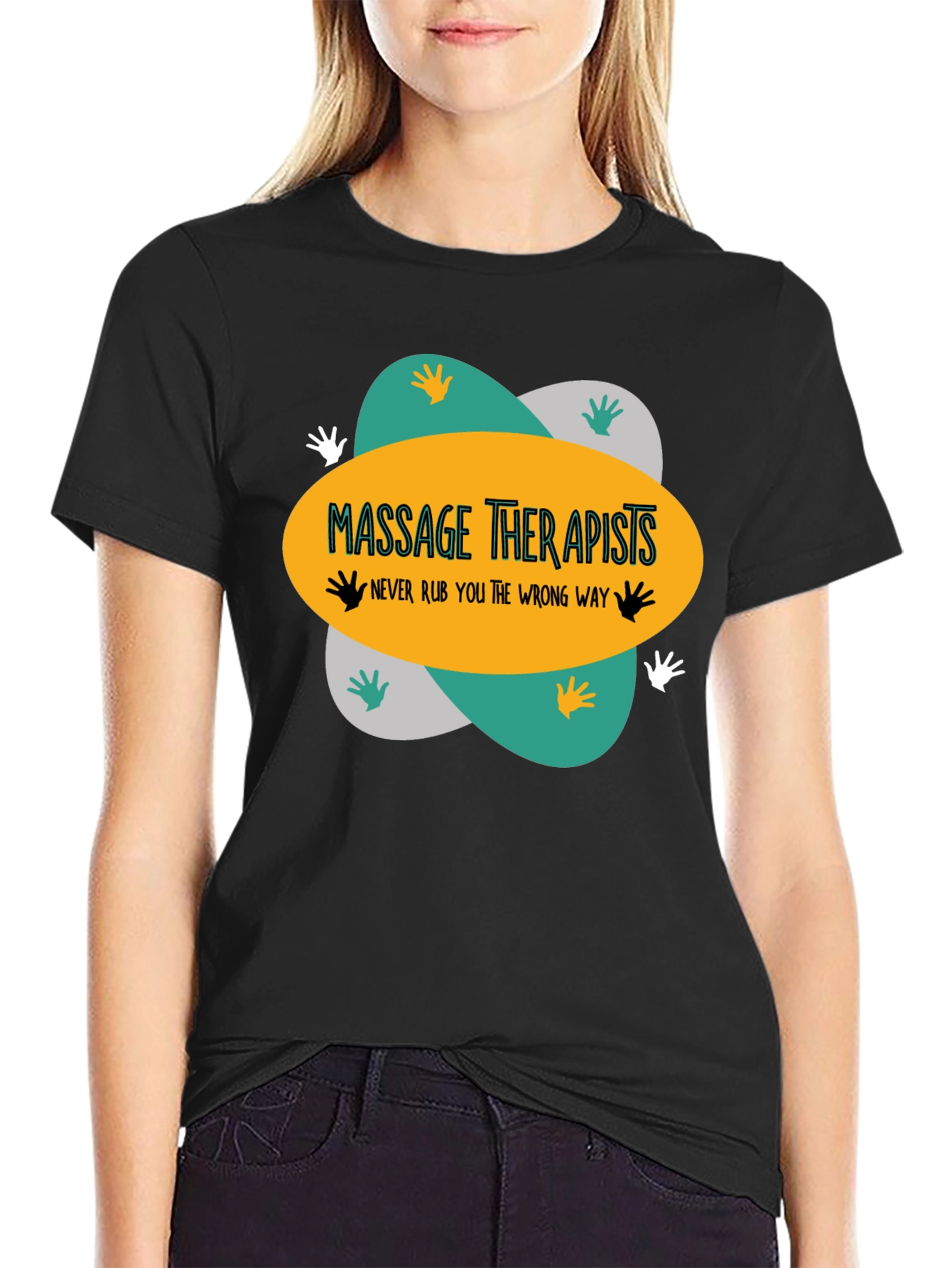 Black Massage Therapists T-Shirt - Funny Massage Gift view 2