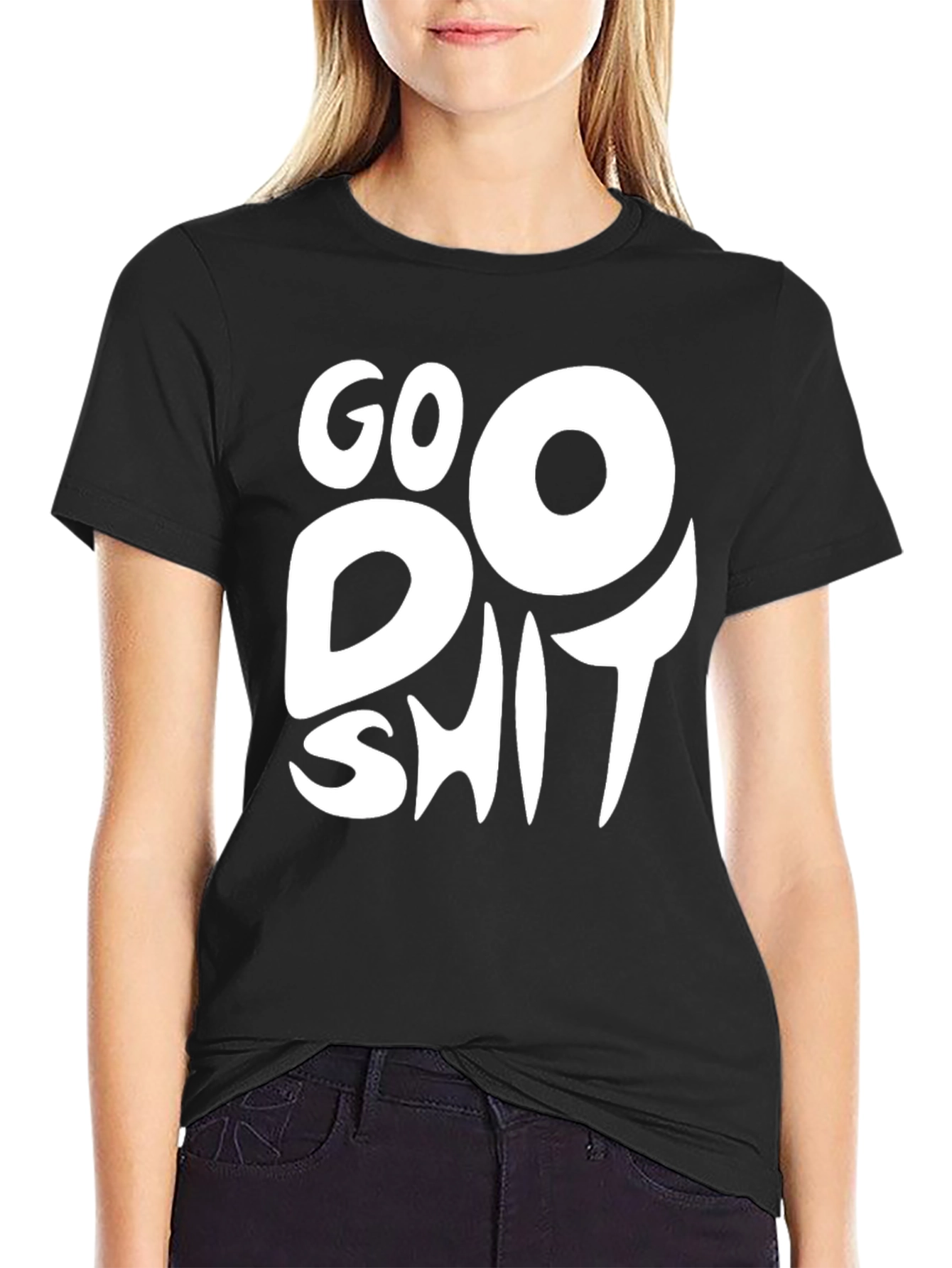 Black Go Do Shit Black Graphic T-Shirt view 2