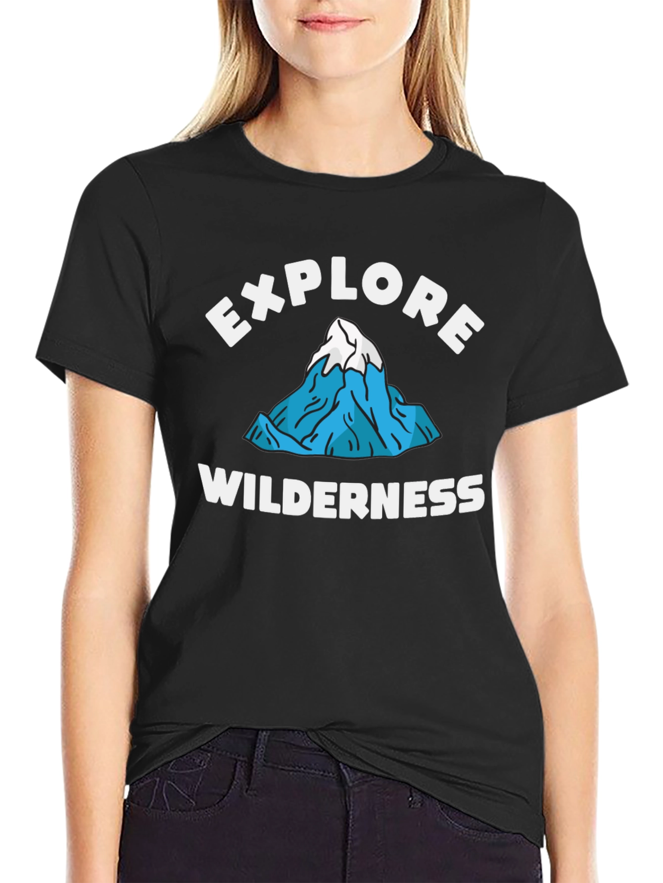 Black Explore Wilderness Graphic Tee - Black Cotton T-Shirt view 2