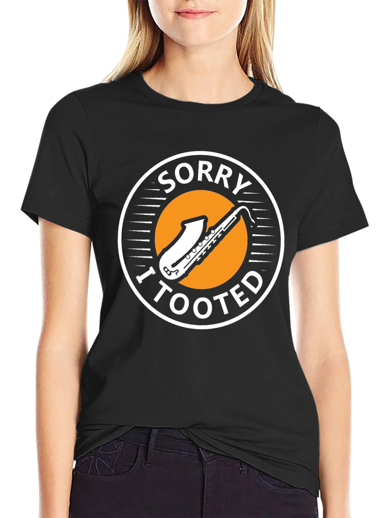Black Sorry I Tooted T-Shirt - Saxophone Funny Music Tee view 2