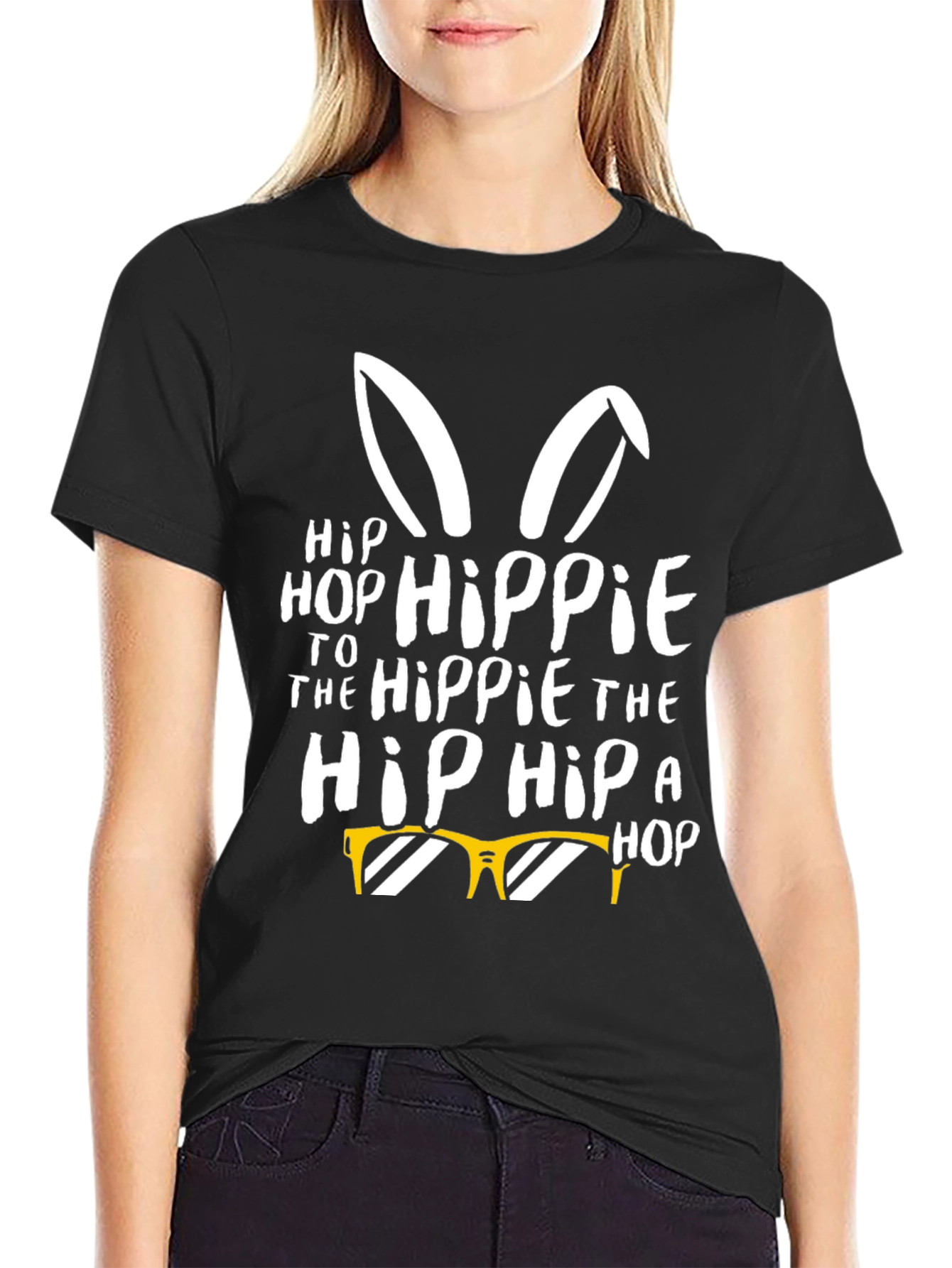 Black Hip Hop Hippie Easter Bunny T-Shirt view 2