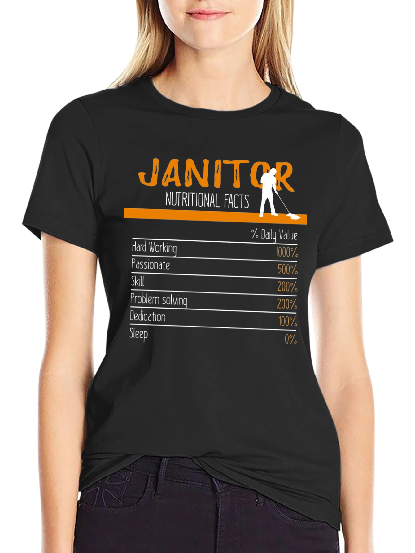 Black Janitor Nutritional Facts Graphic Tee view 2