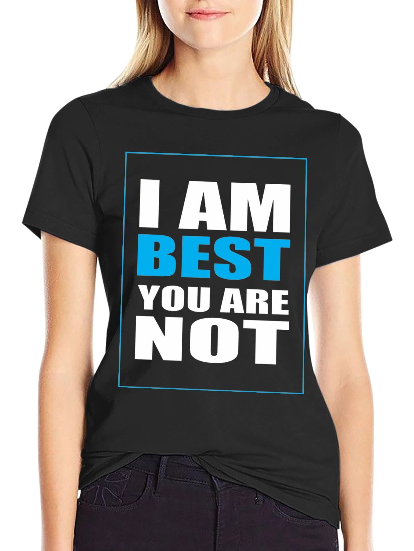 Black I Am Best Graphic Print T-Shirt view 2