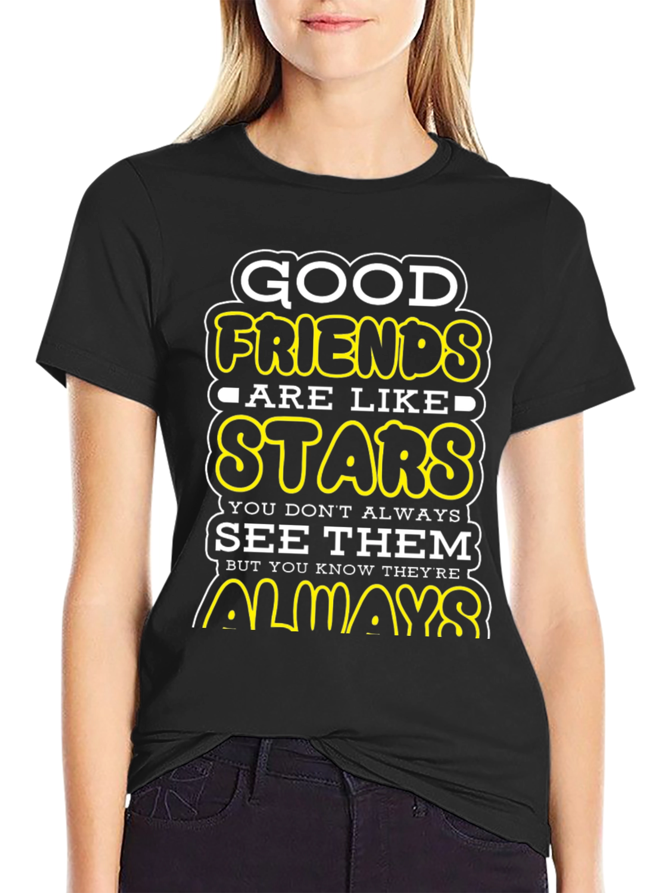 Black Good Friends Are Like Stars Graphic T-Shirt view 2