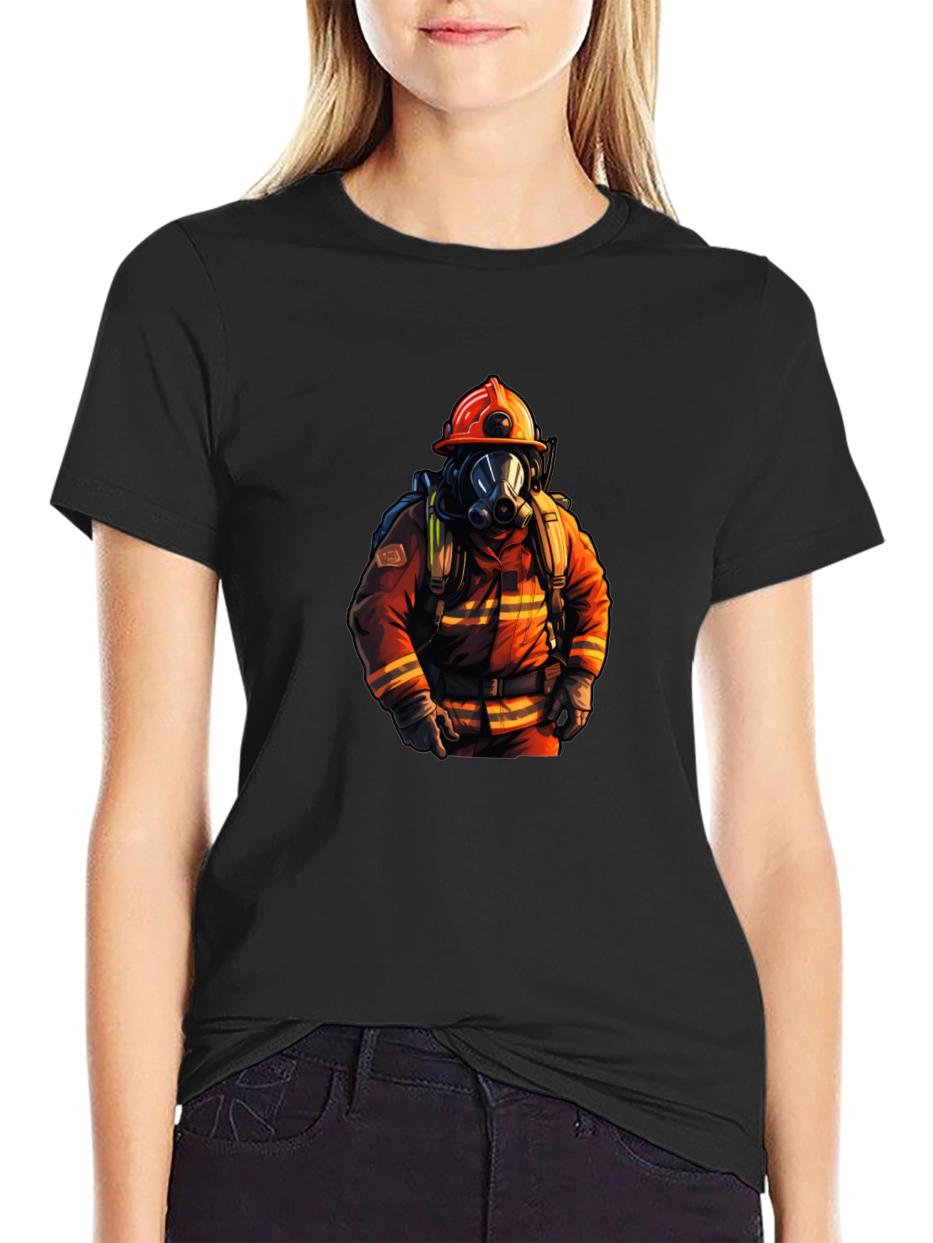 Black Firefighter Graphic T-Shirt - Premium Cotton view 2