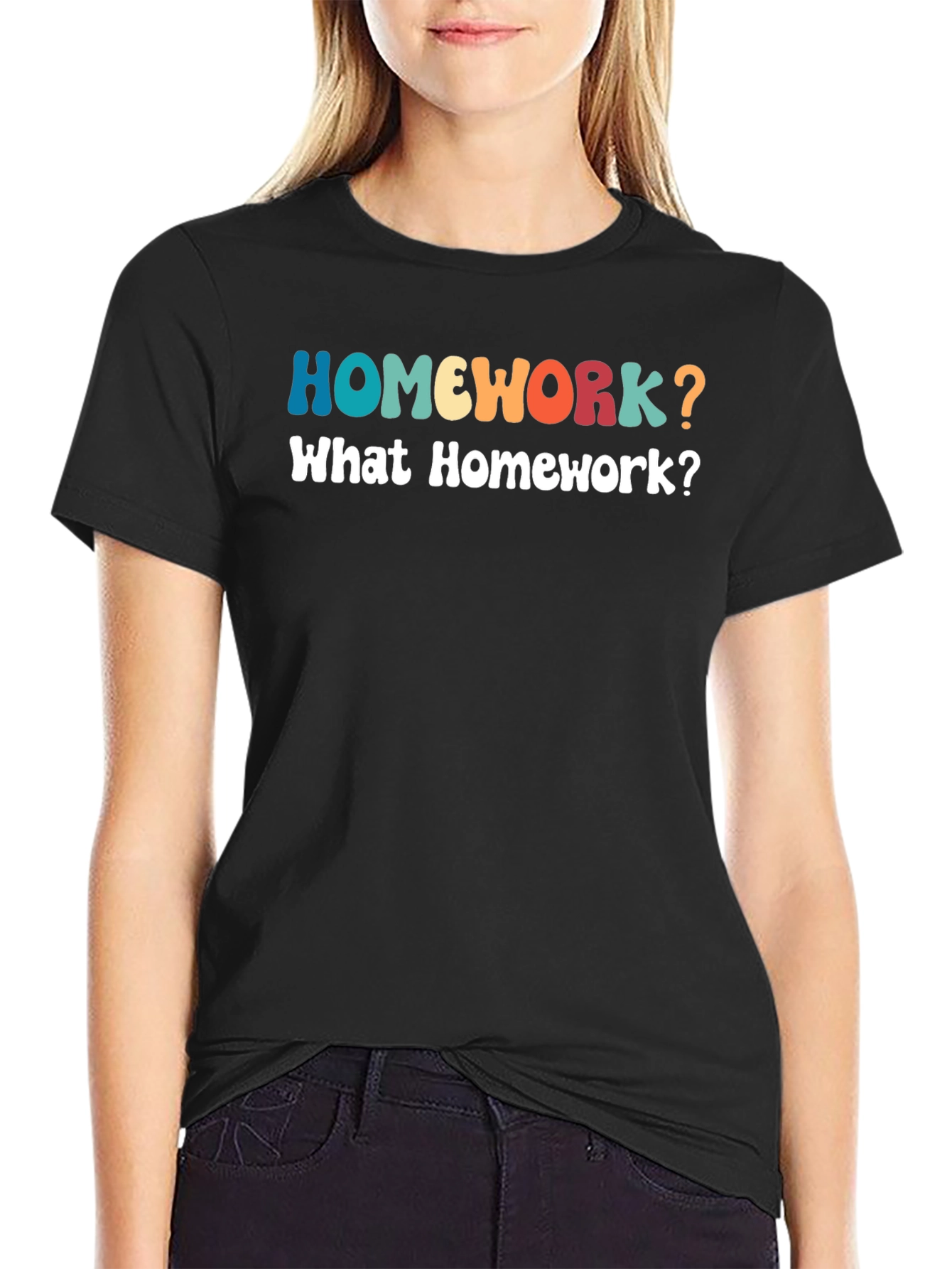 Black Homework? Funny Graphic T-Shirt view 2