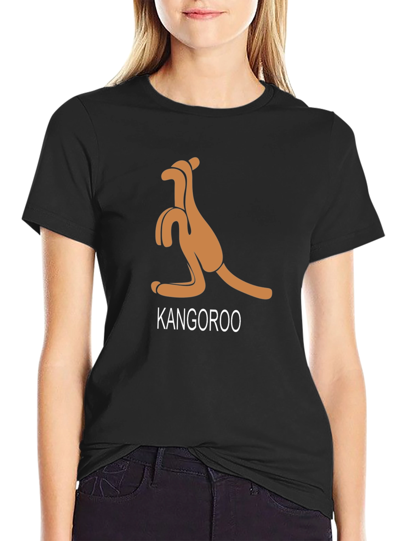 Black Kangaroo Graphic Print T-Shirt - Black view 2