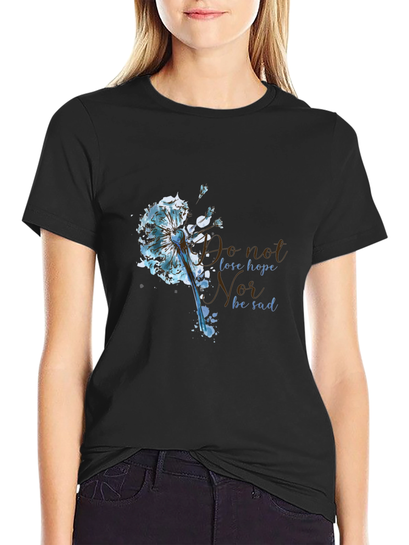 Black Dandelion Hope Graphic T-Shirt view 2