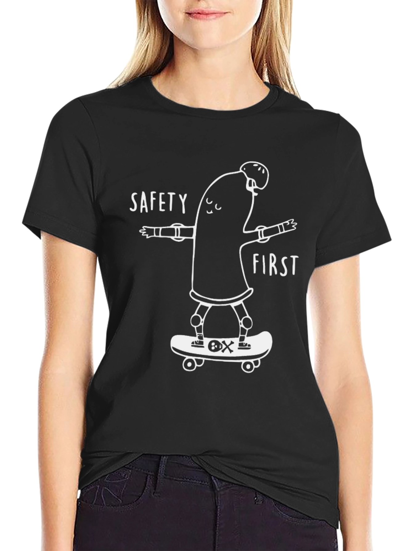 Black Safety First Skateboarder T-Shirt view 2