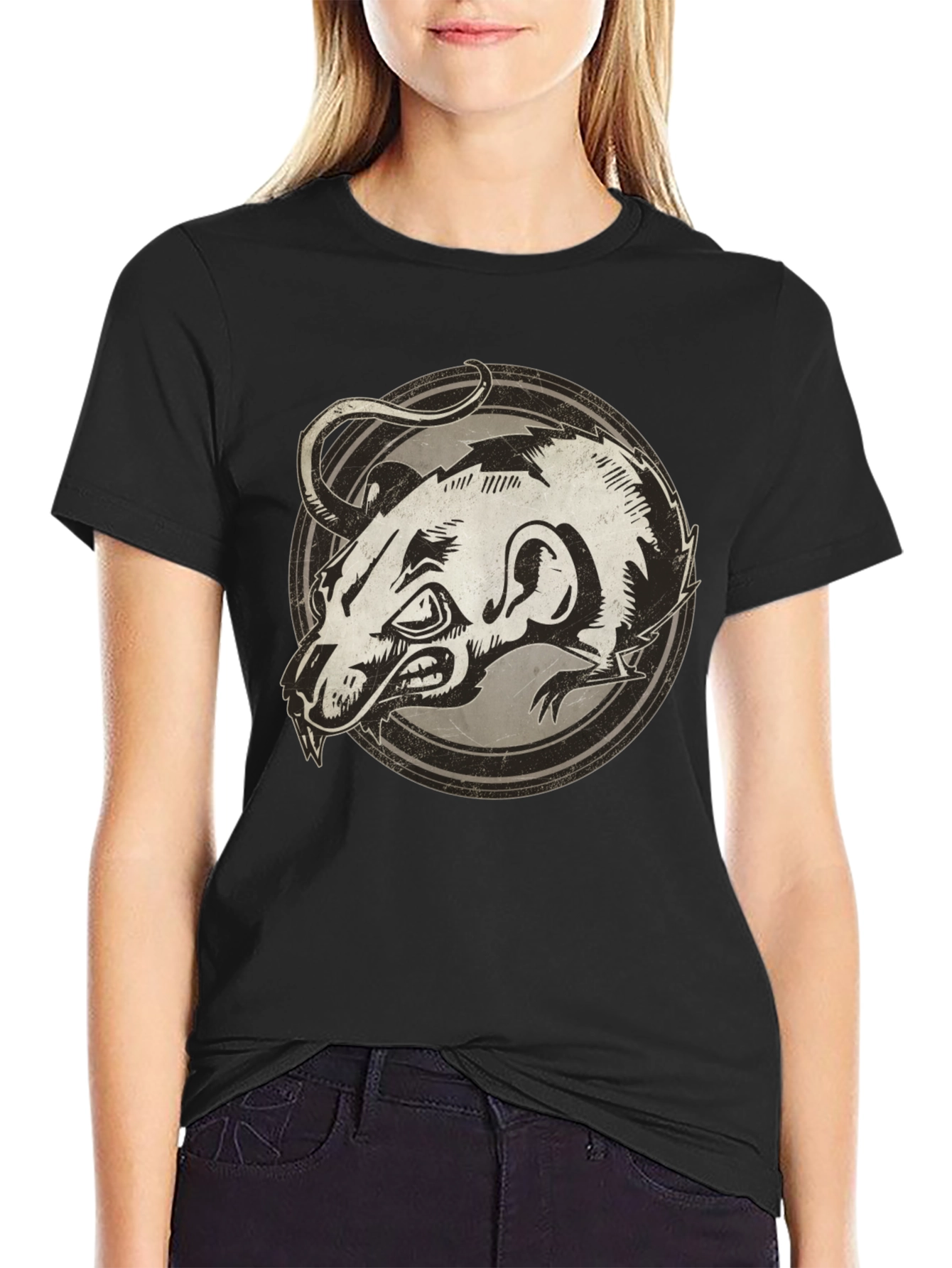Black Rat Graphic Print Black T-Shirt view 2