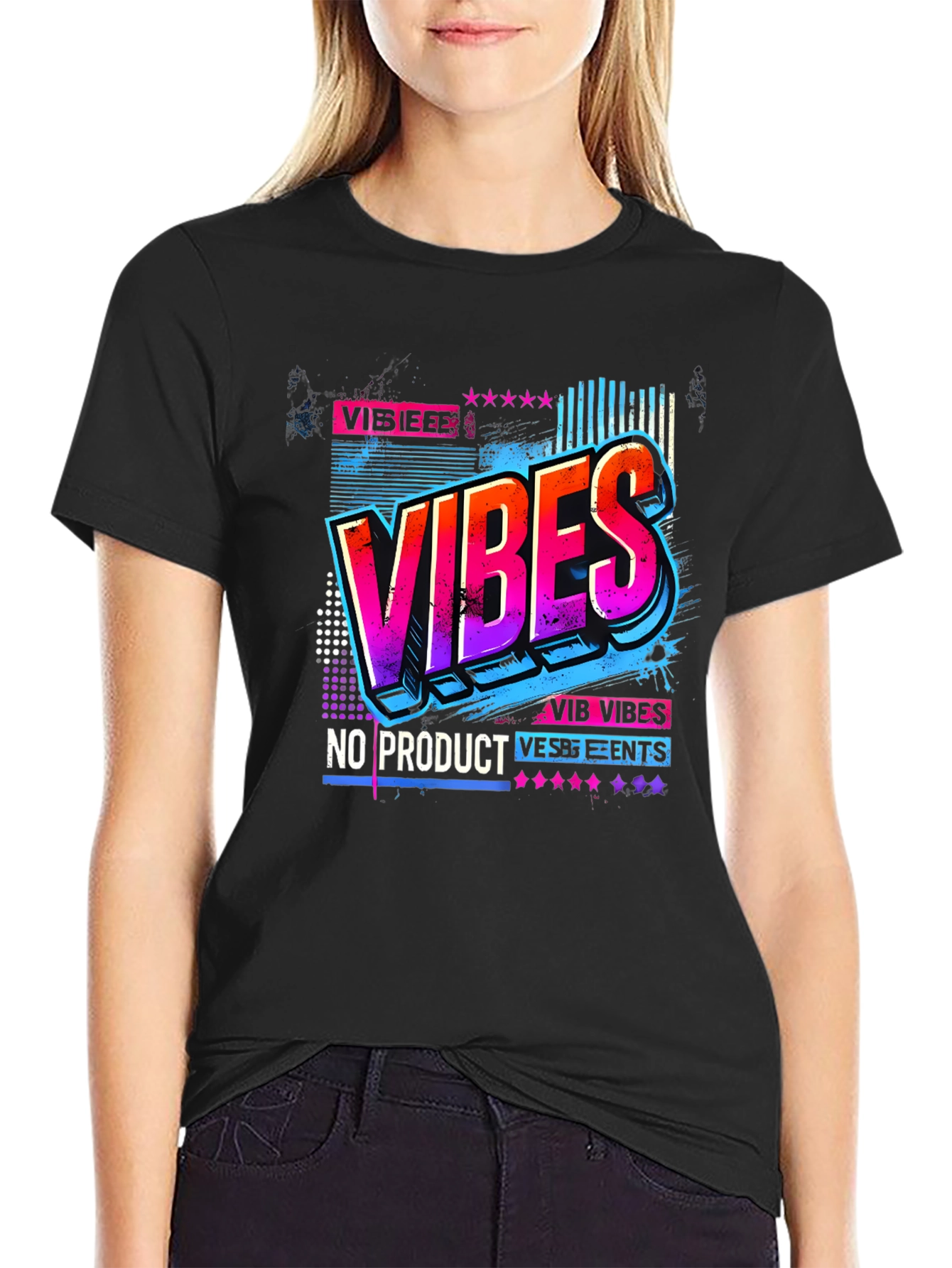 Black Vibes Graphic Tee - Retro Design view 2