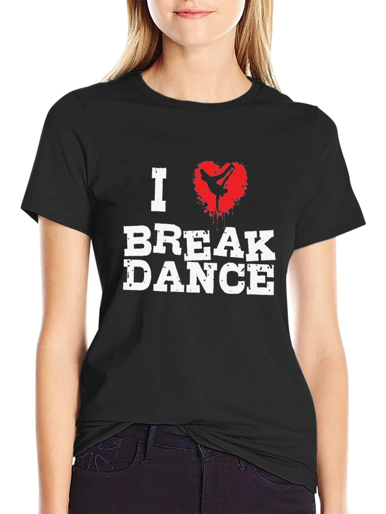 Black I Love Break Dance Graphic T-Shirt - Black view 2