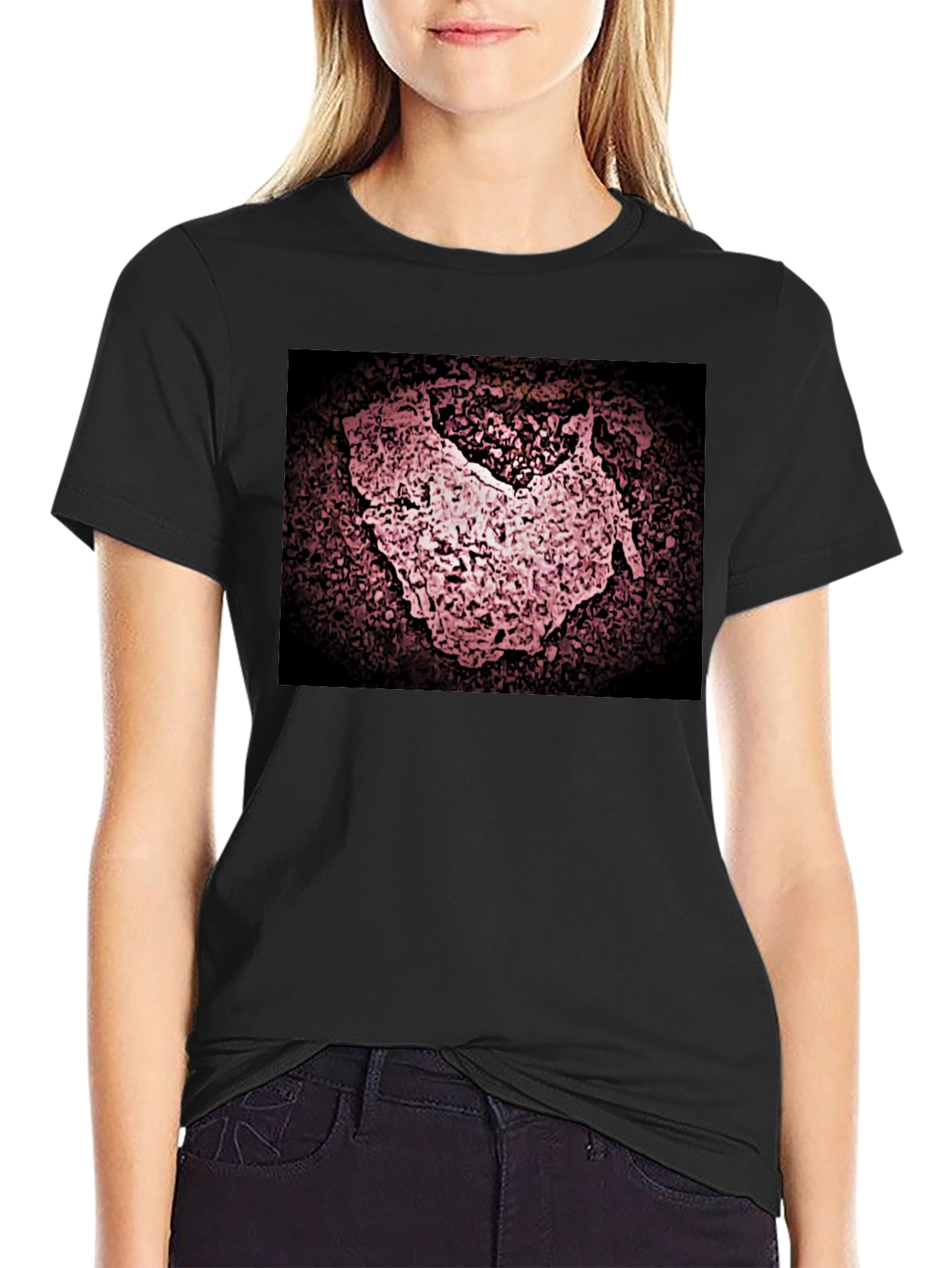 Black Abstract Graphic Print Black T-Shirt view 2