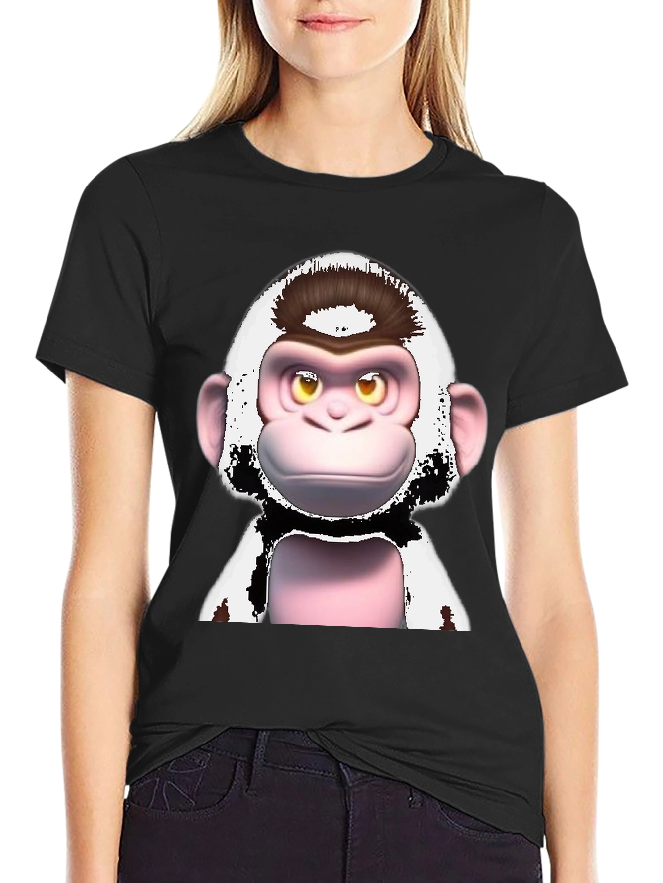 Black Funky Monkey Graphic T-Shirt - Black Cotton Tee view 2