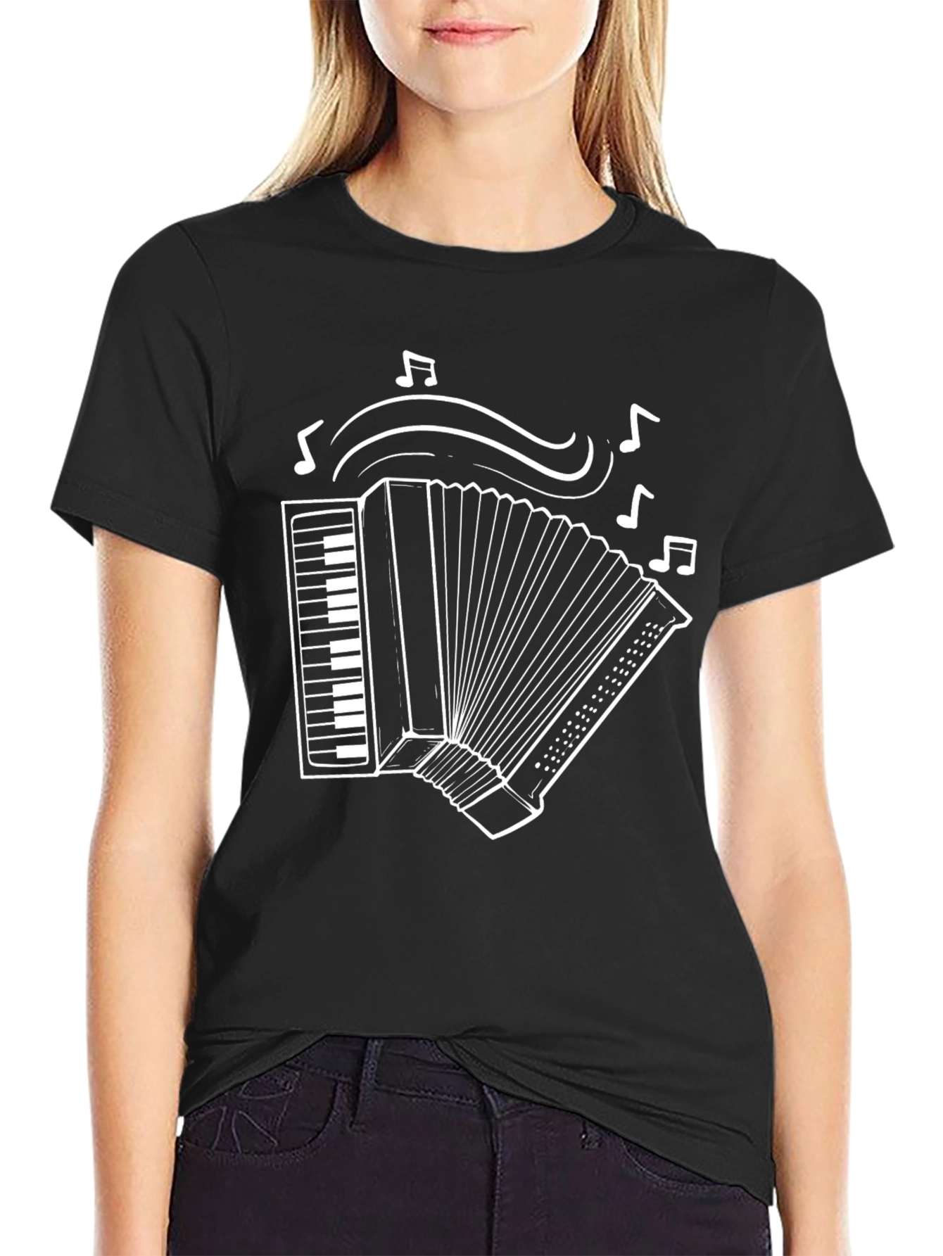 Black Accordion Music T-Shirt - Stylish Band Tee view 2