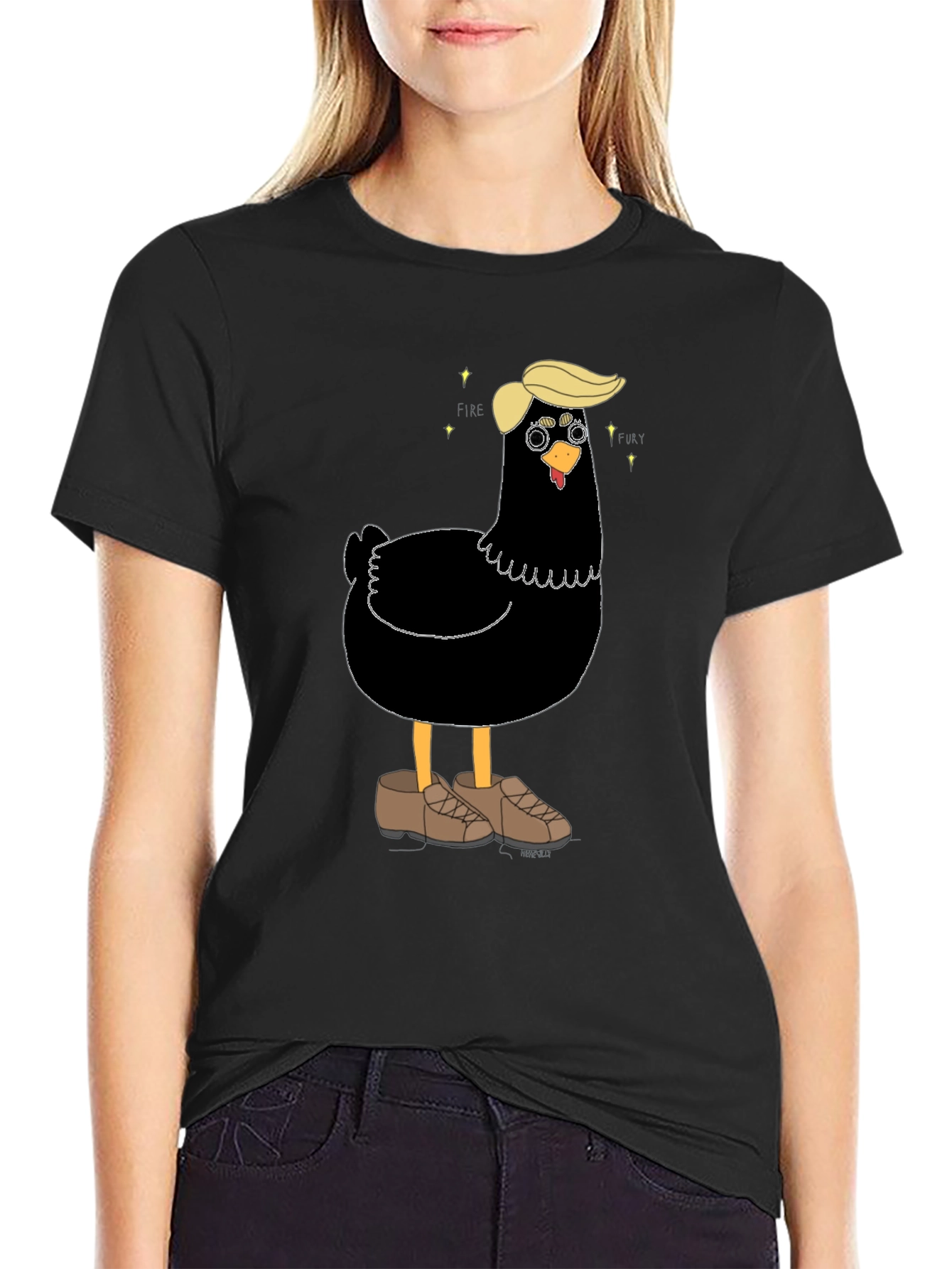 Black Novelty Trump Chicken Graphic Tee - Quirky Fun view 2