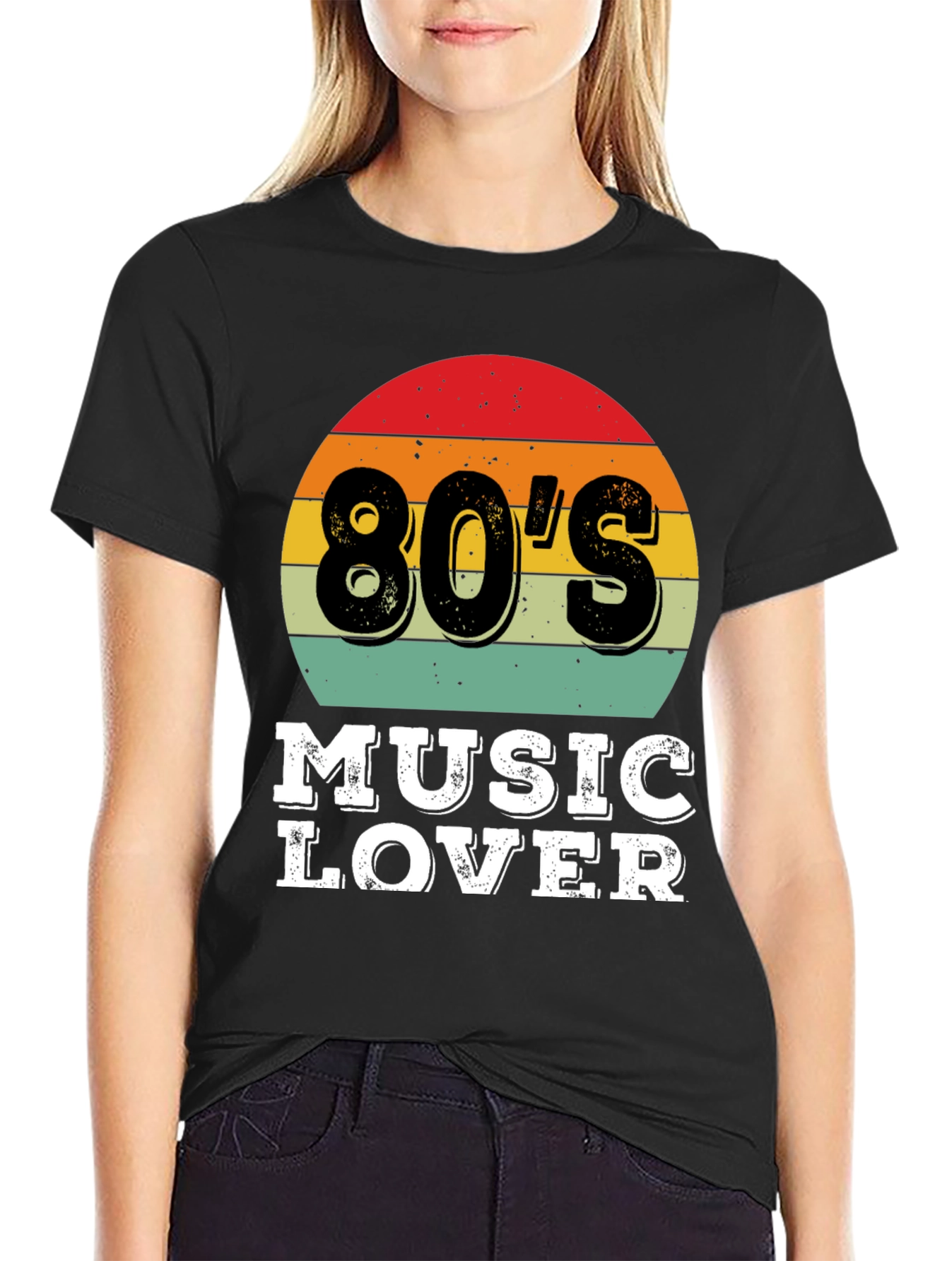 Black 80's Music Lover Graphic Tee - Retro Style view 2