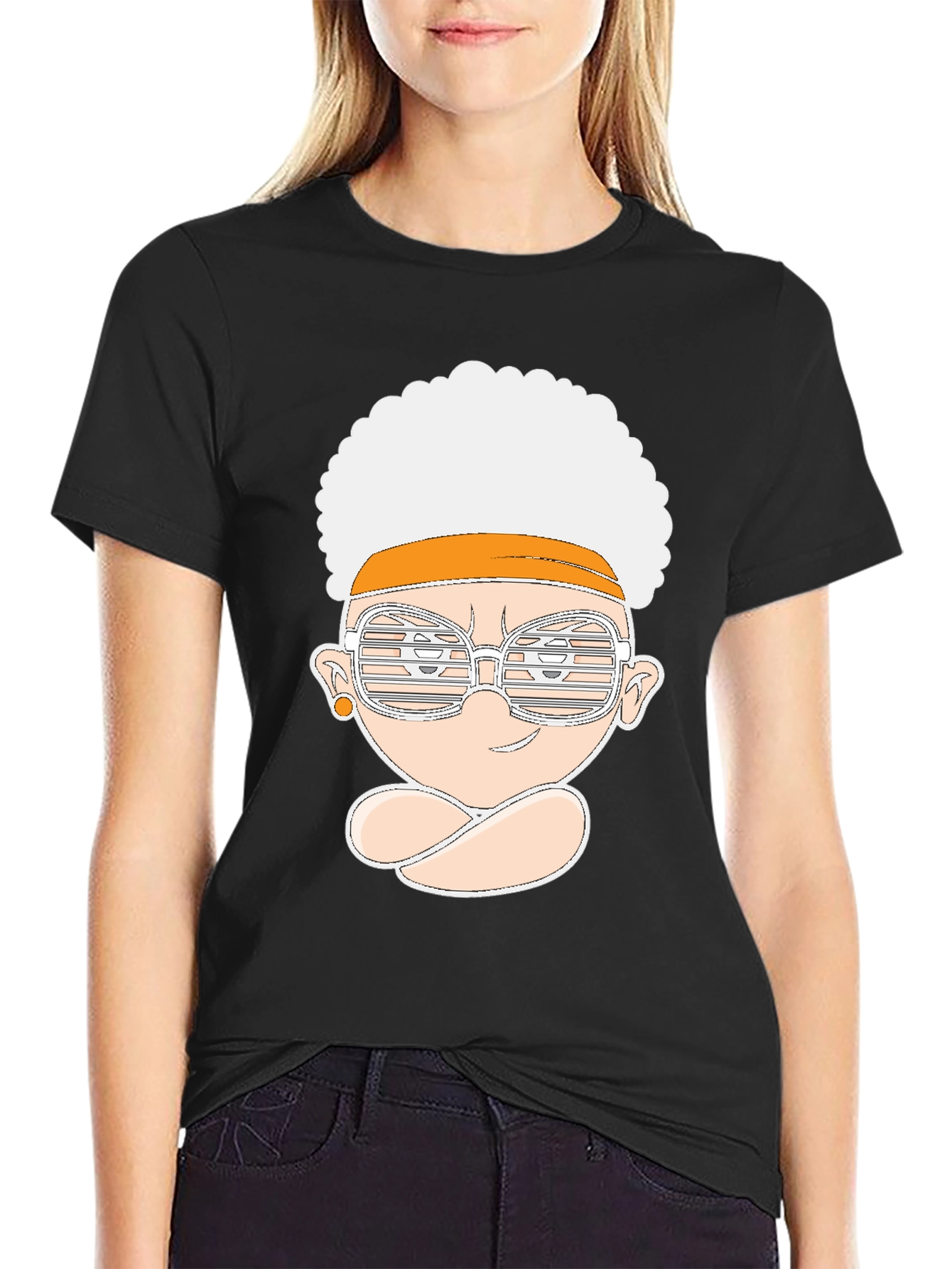 Black Funky Afro Cartoon Tee view 2