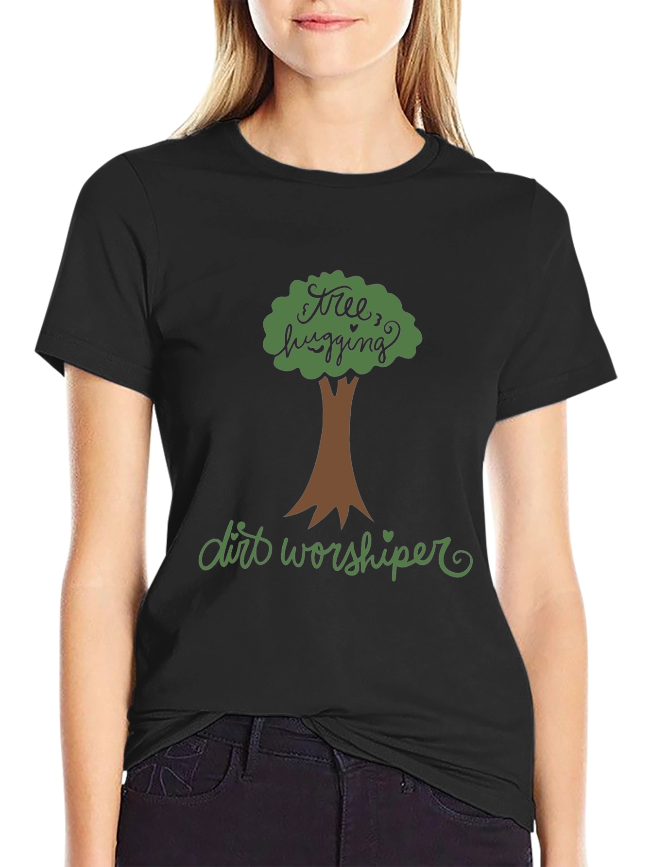 Black Tree Hugging Dirt Worshiper Graphic Tee - Eco-Friendly view 2